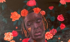 Black Man From Kuta - 21st Century. Contemporary, Figurative, Modern, Floral