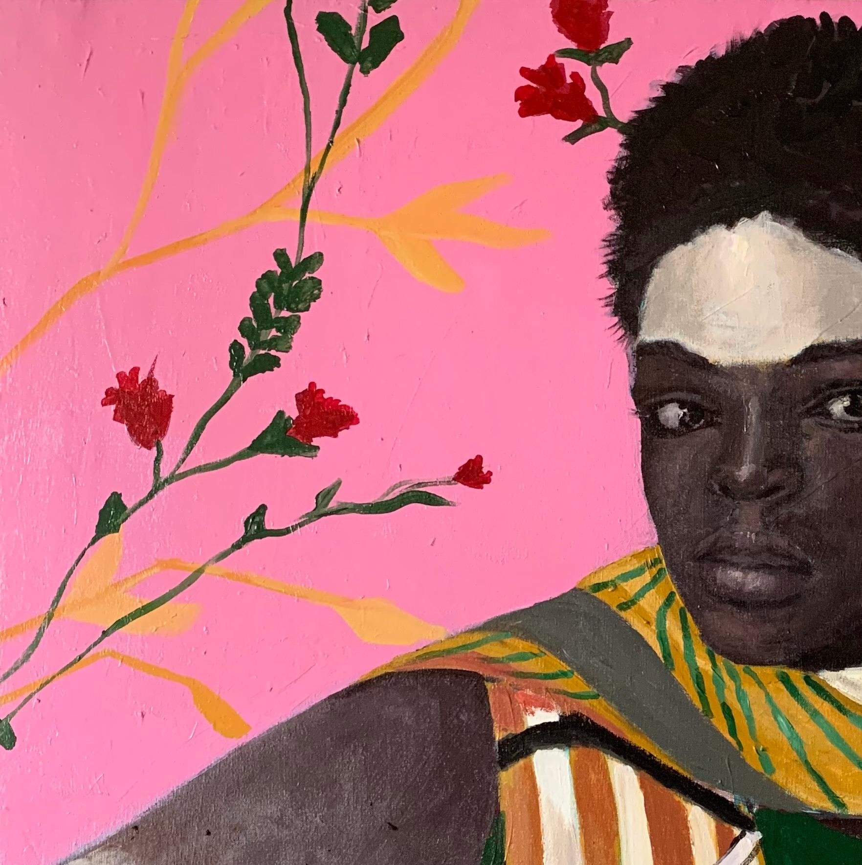 Blossom - 21st Century. Contemporary, Figurative Portrait, Modern Women, Africa - Painting by Aba Linus