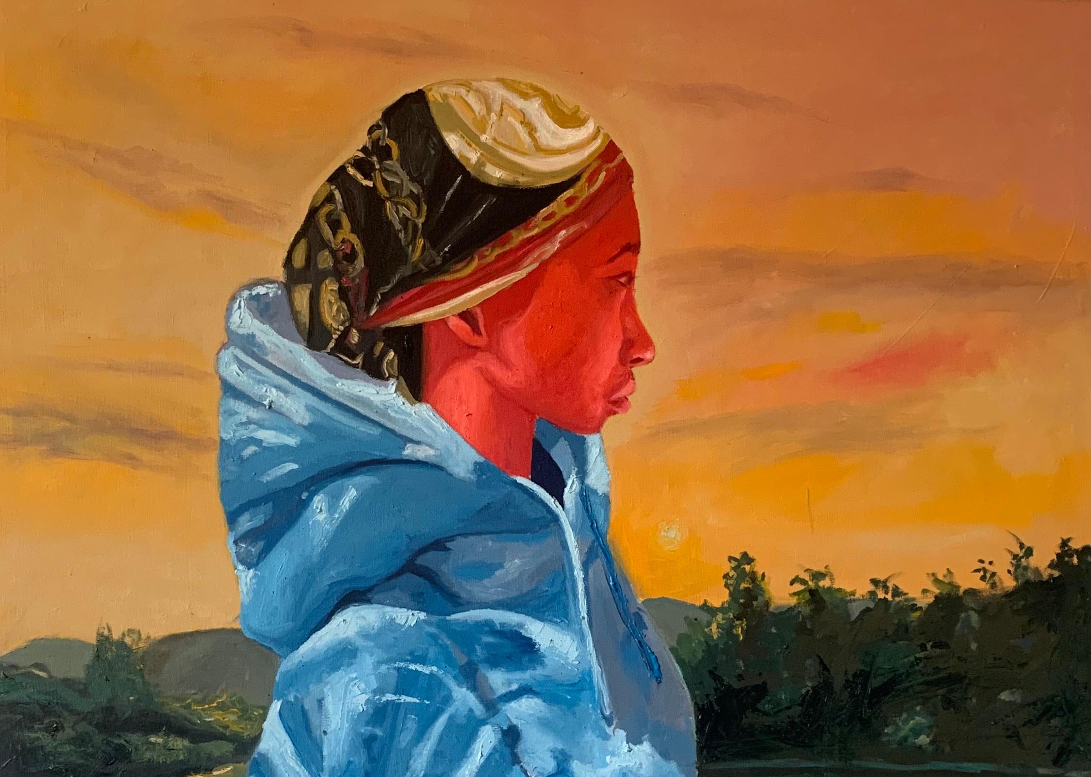 An der Seeseite - 21. Jahrhundert. Zeitgenössisch, Figurativ Modern, Menschen Natur – Painting von Aba Linus