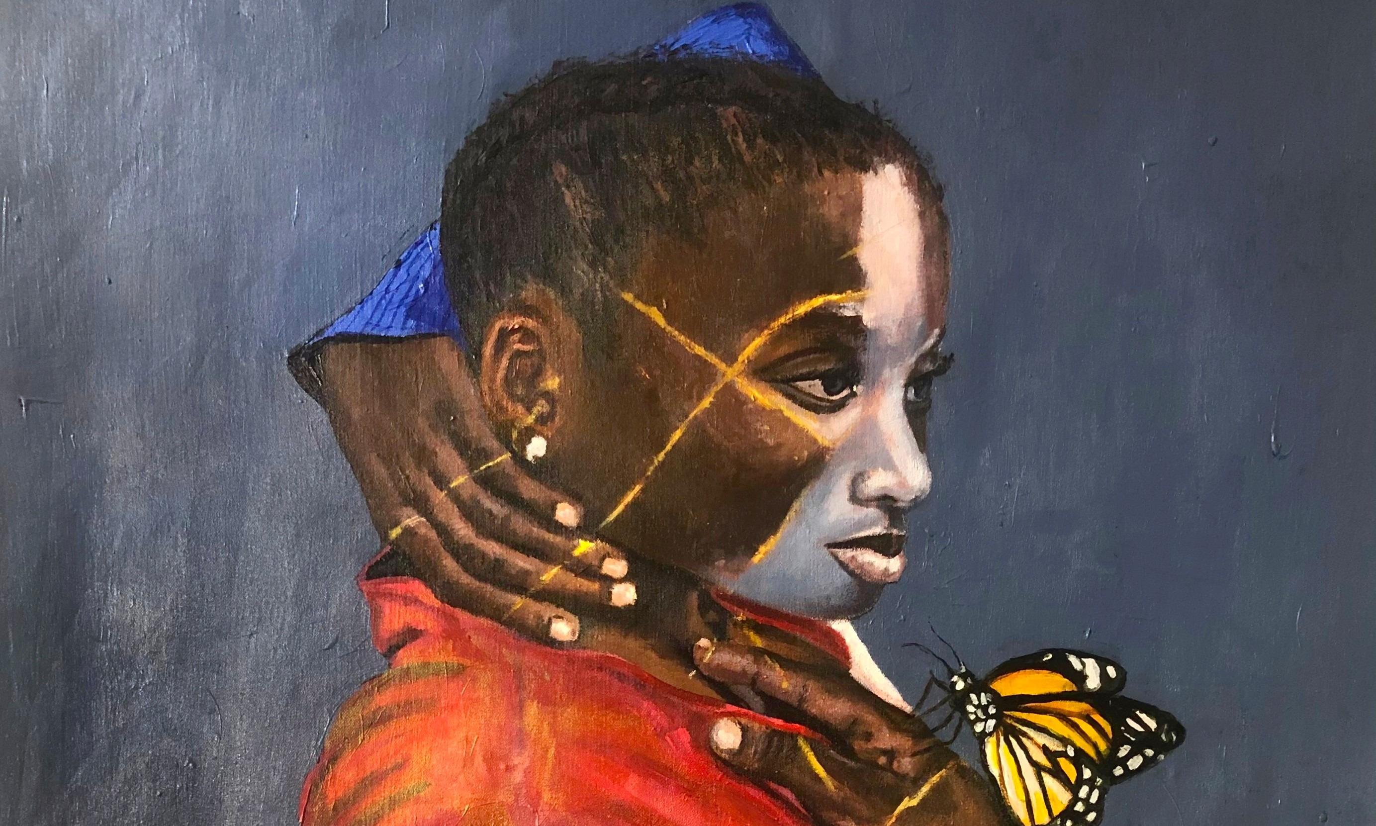 Dialogue With Butterfly - Painting by Aba Linus