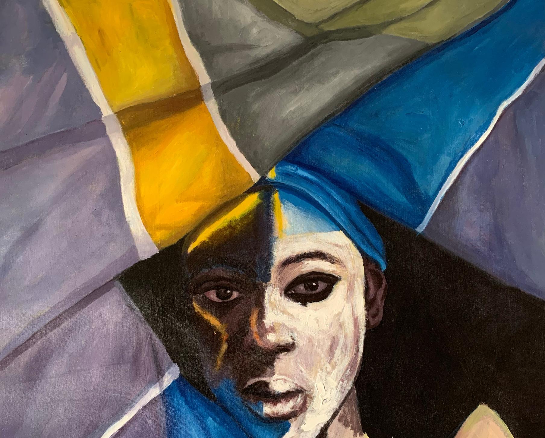 Trovare un posto sicuro -21° secolo, Contemporaneo, Ritratto figurativo, Colorato - Painting di Aba Linus