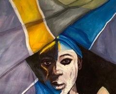 Finding A Safe Place -21st Century, Contemporary, Figurative Portrait, Colourful