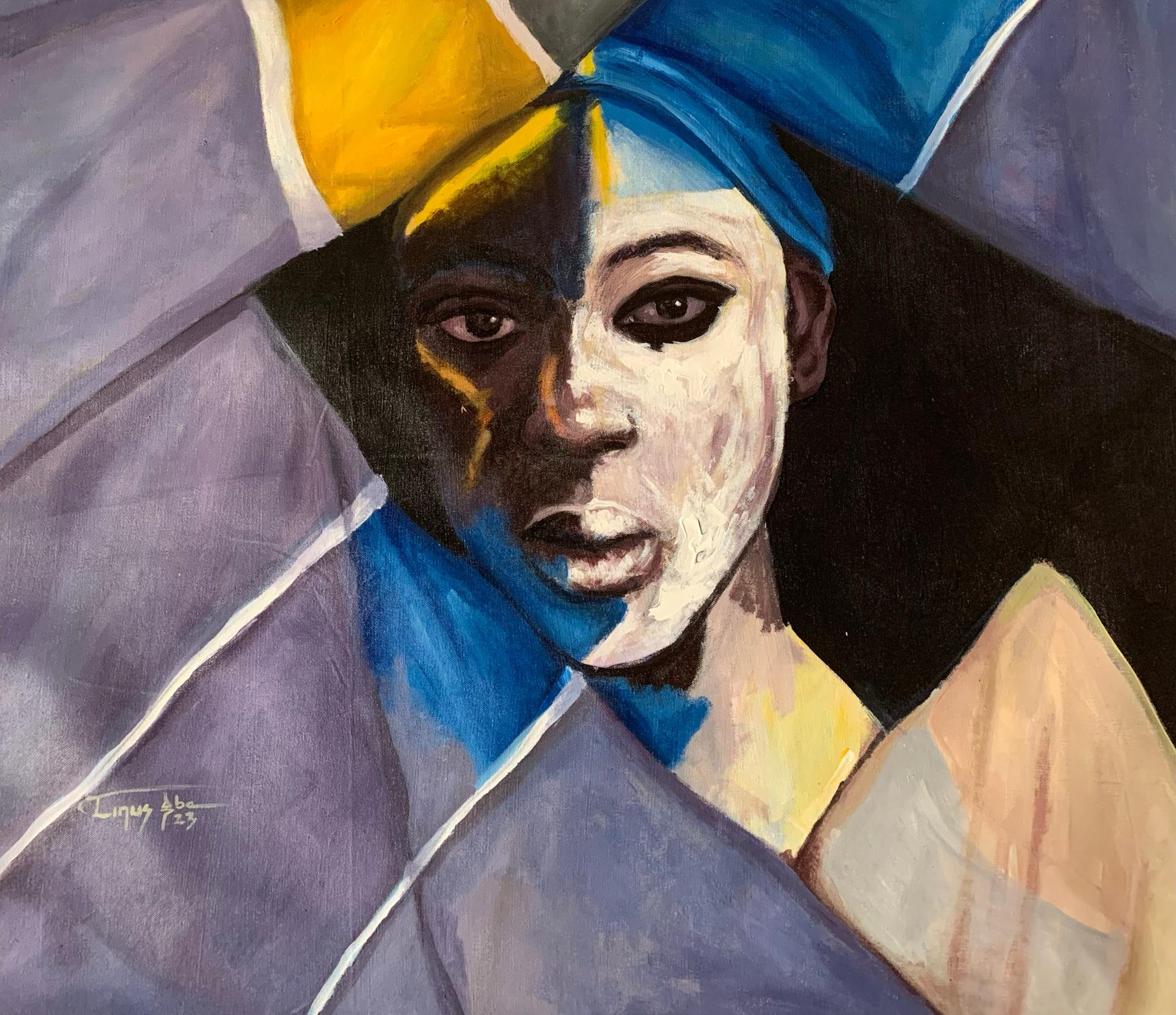 Trovare un posto sicuro -21° secolo, Contemporaneo, Ritratto figurativo, Colorato - Animal Painting Grigio di Aba Linus