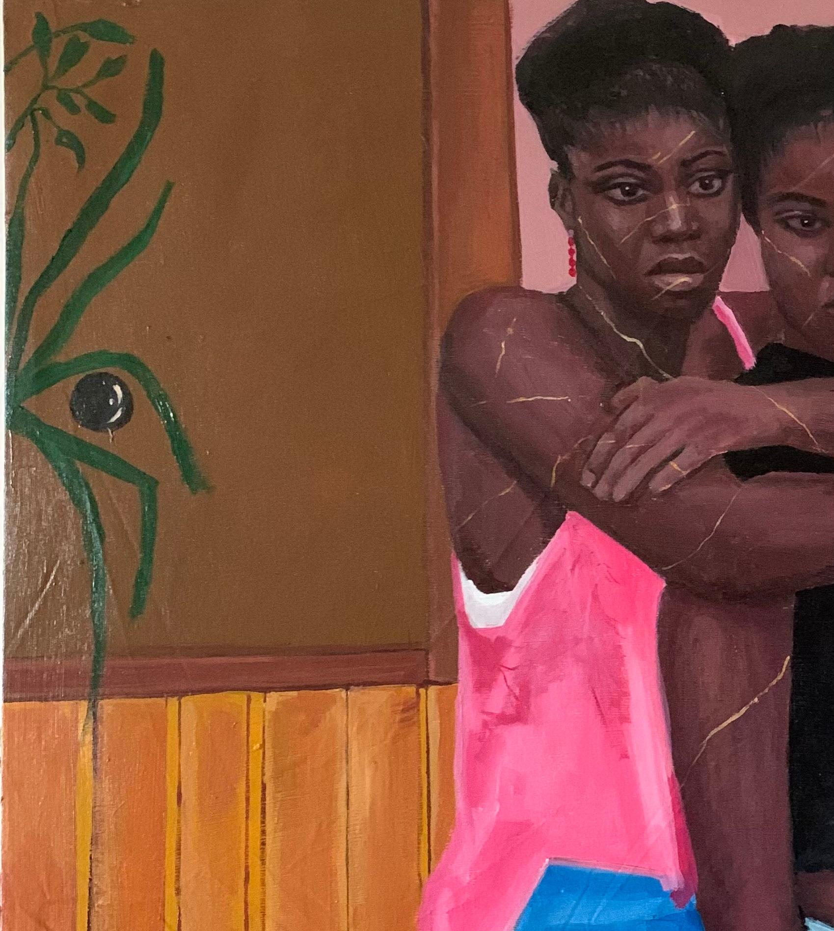 Zona Amigos - Siglo XXI. Contemporáneo, Retrato Figurativo, Mujer Moderna Amor - Painting de Aba Linus