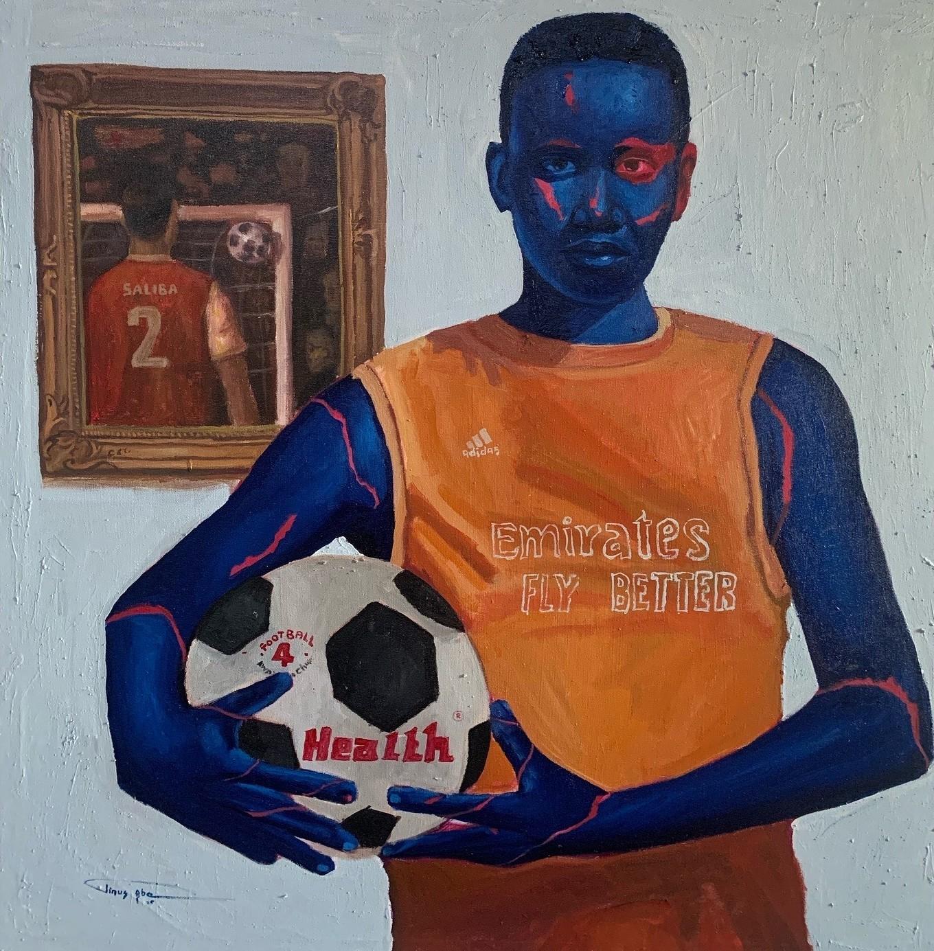 Aba Linus Figurative Painting - I Have a Dream - 21st Century. Contemporary, Figurative Modern, Africa, Football