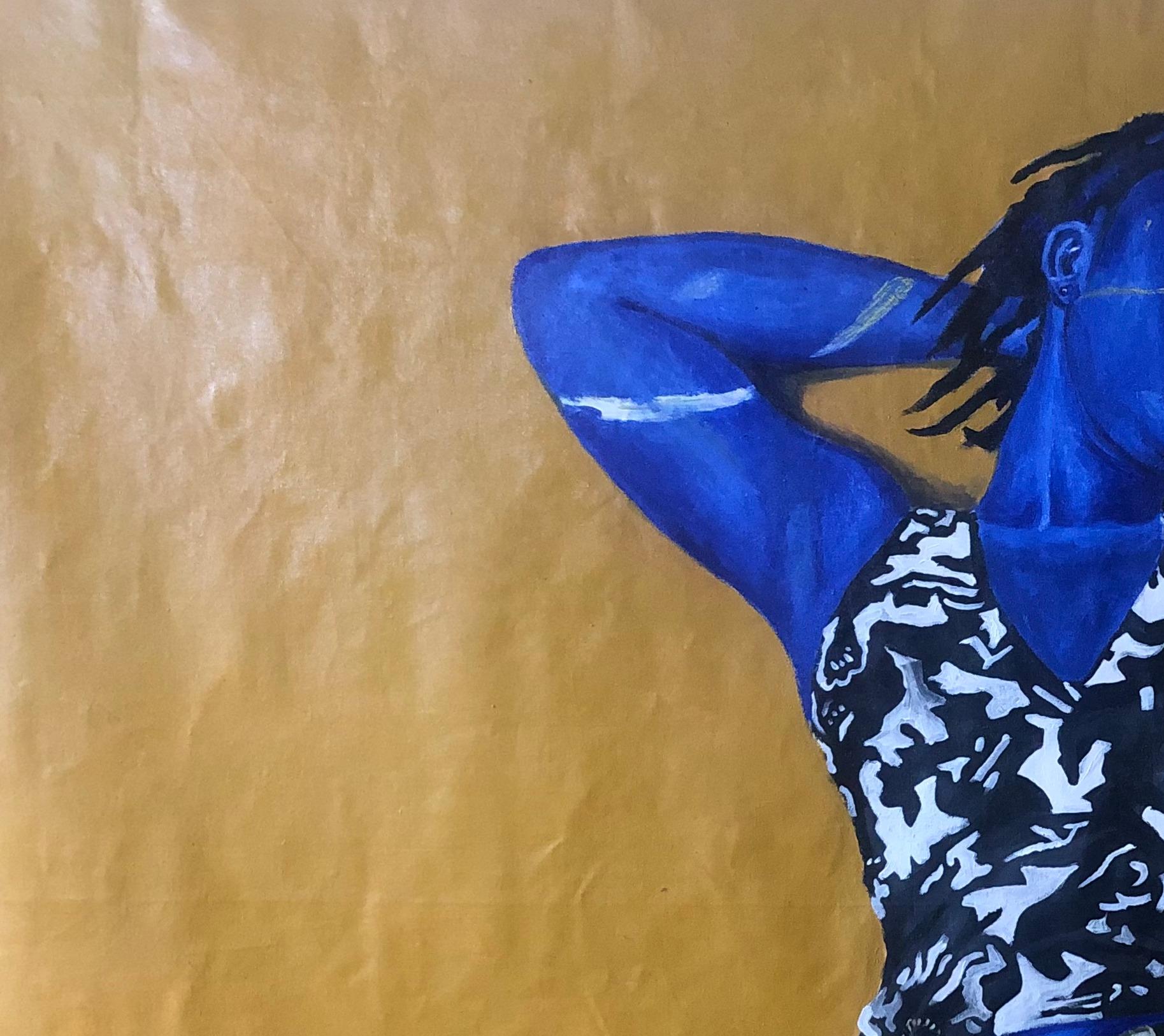 Signora in blu 1 - Painting di Aba Linus