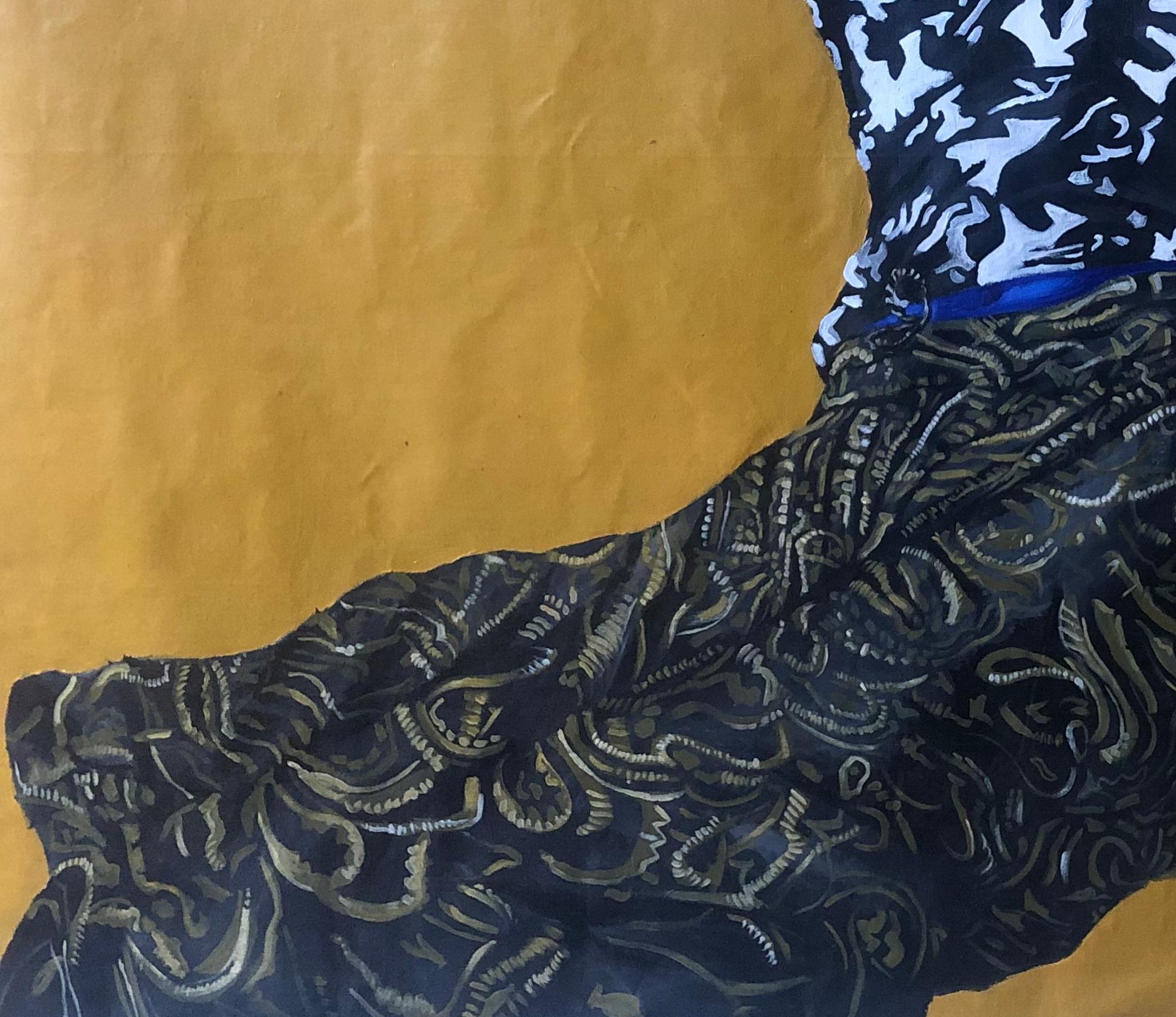 Signora in blu 1 - Painting Espressionista di Aba Linus