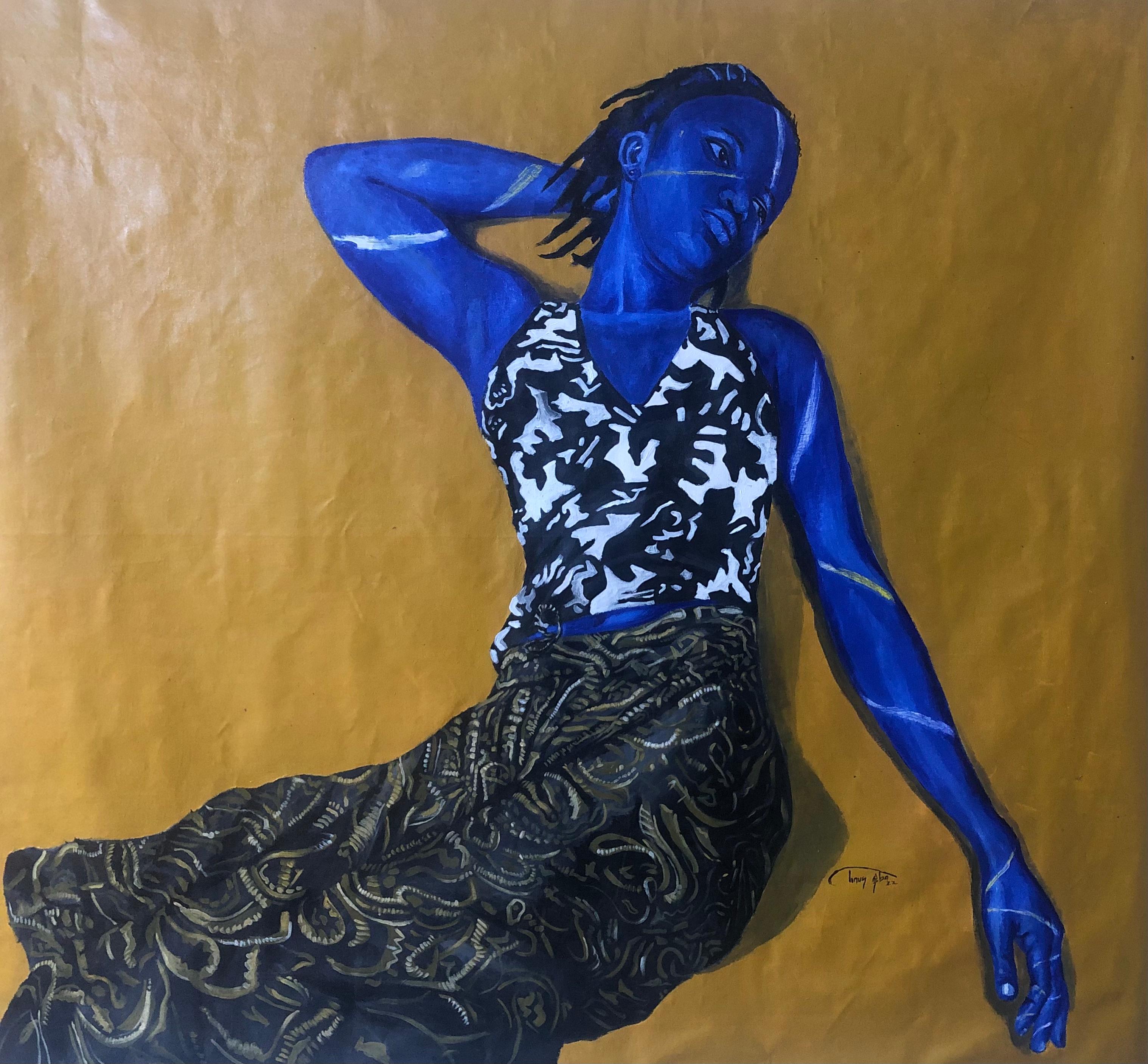 Aba Linus Interior Painting - Lady on Blue 1