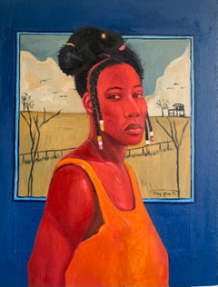 Retrato de una mujer roja -Siglo XXI. Contemporáneo, Figurativo, Retrato moderno