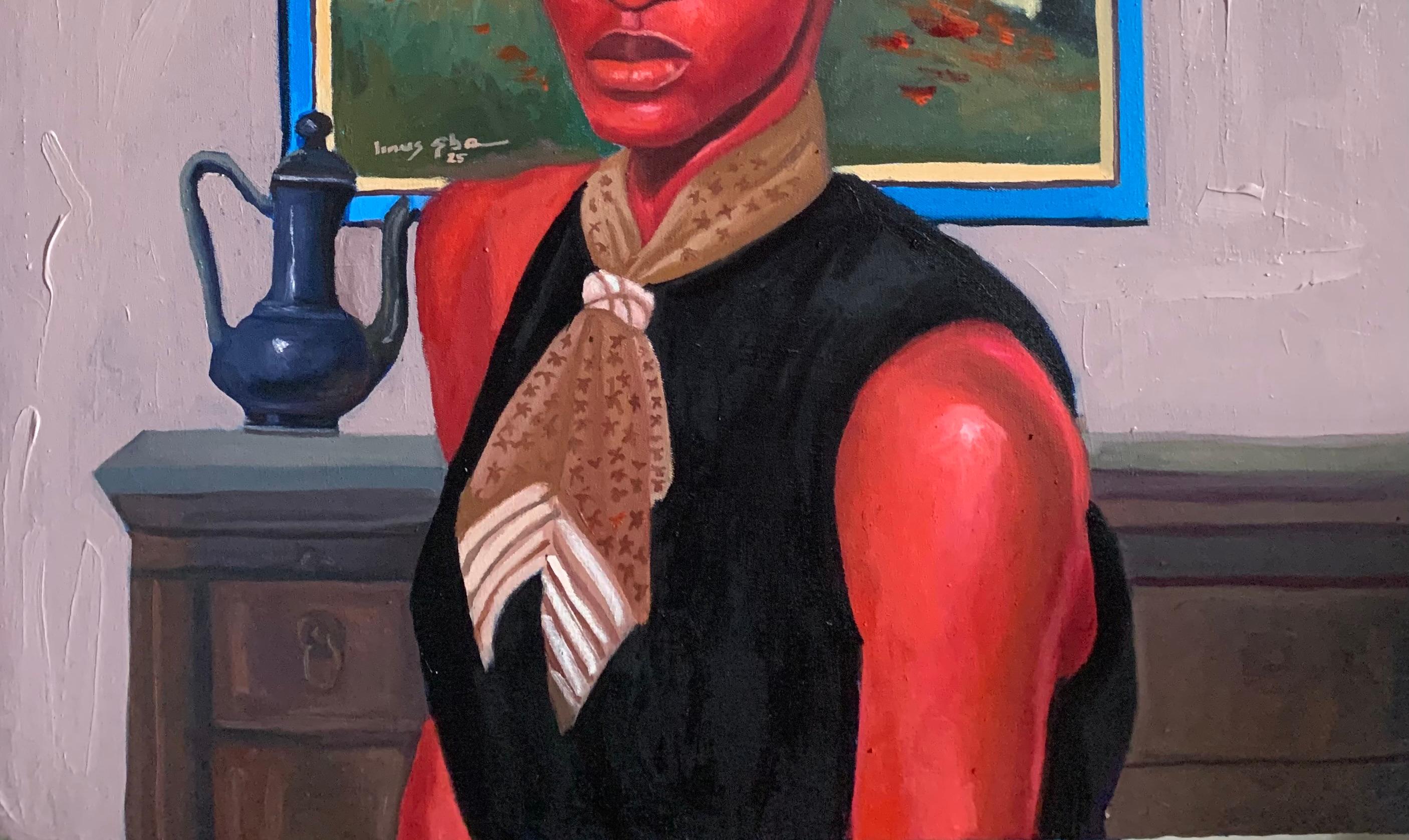 Porträt von Abigael – 21. Jahrhundert. Contemporary, Figurativ, Modernes Porträt (Braun), Portrait Painting, von Aba Linus