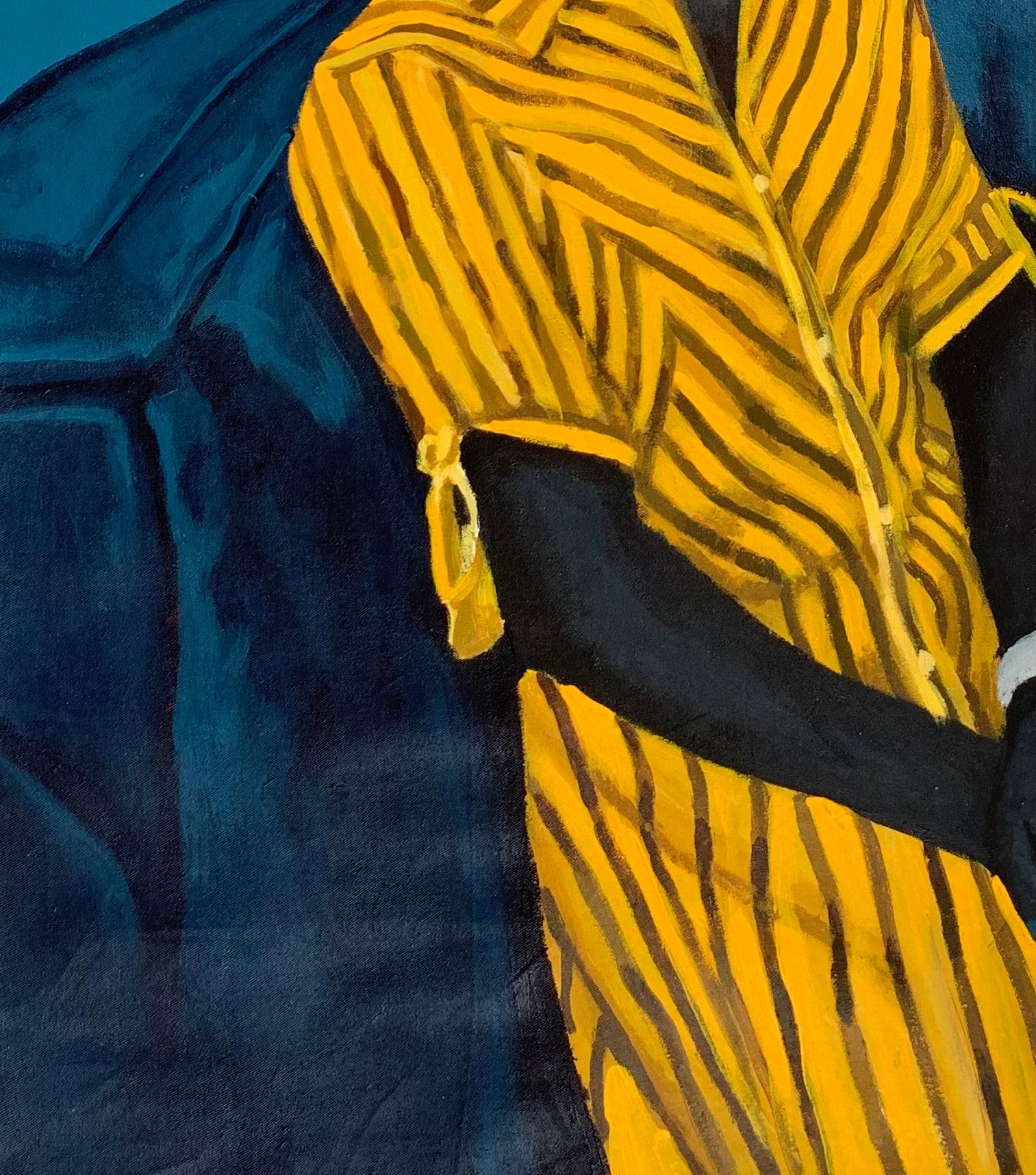 Still Waiting In Silence - 21° secolo, Contemporaneo, Ritratto figurativo, Amore - Figurative Painting Blu di Aba Linus