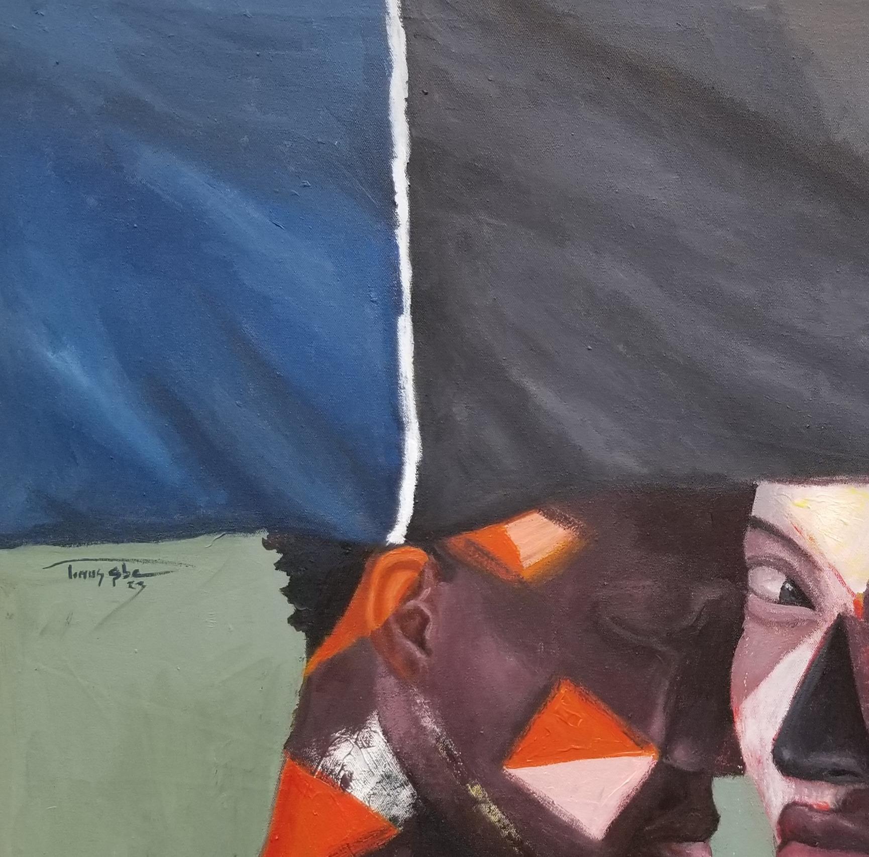 Stronger With You - 21e siècle, Contemporain, Portrait figuratif, Fraternité - Painting de Aba Linus