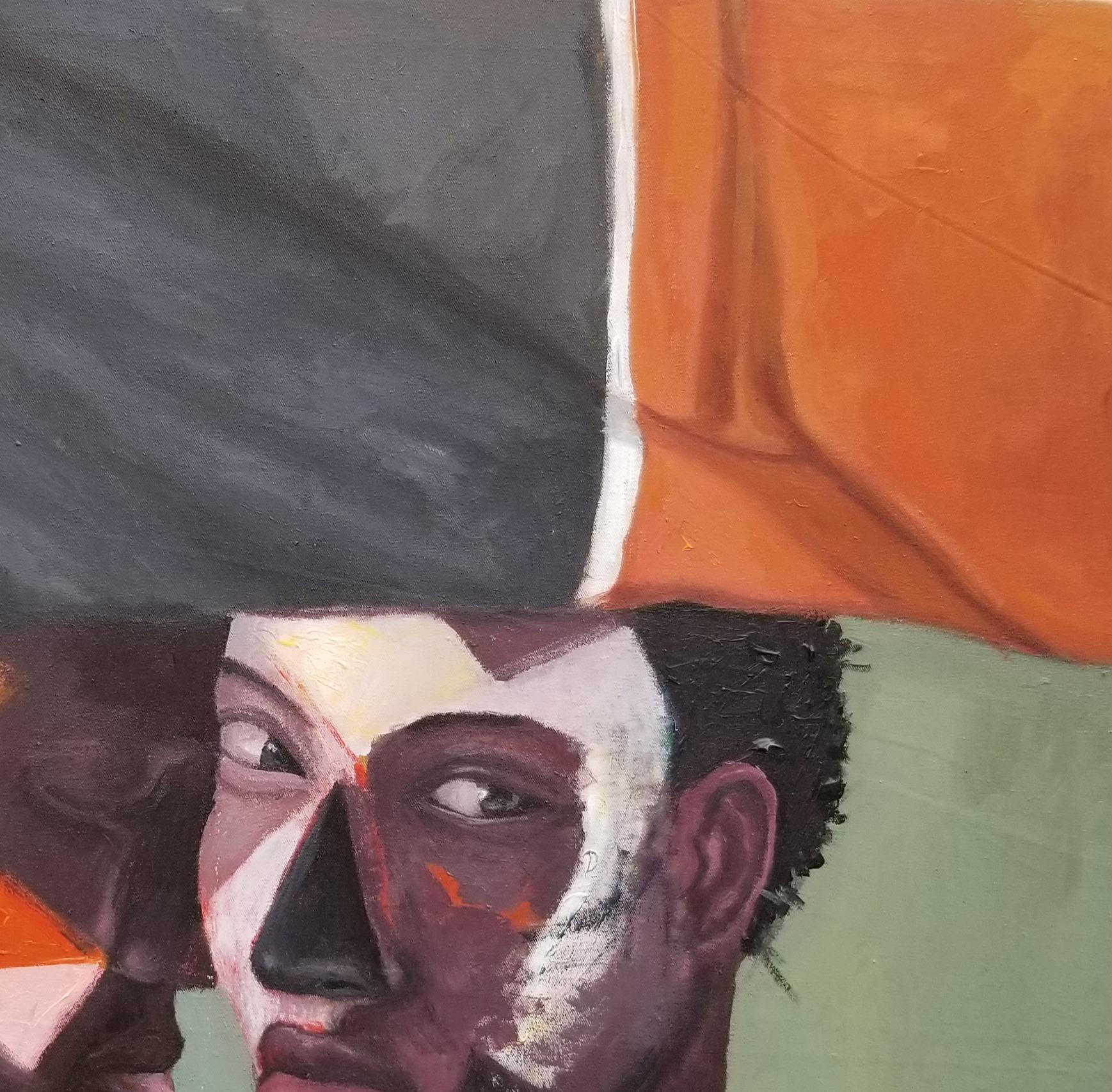 Stronger With You - 21e siècle, Contemporain, Portrait figuratif, Fraternité - Marron Animal Painting par Aba Linus