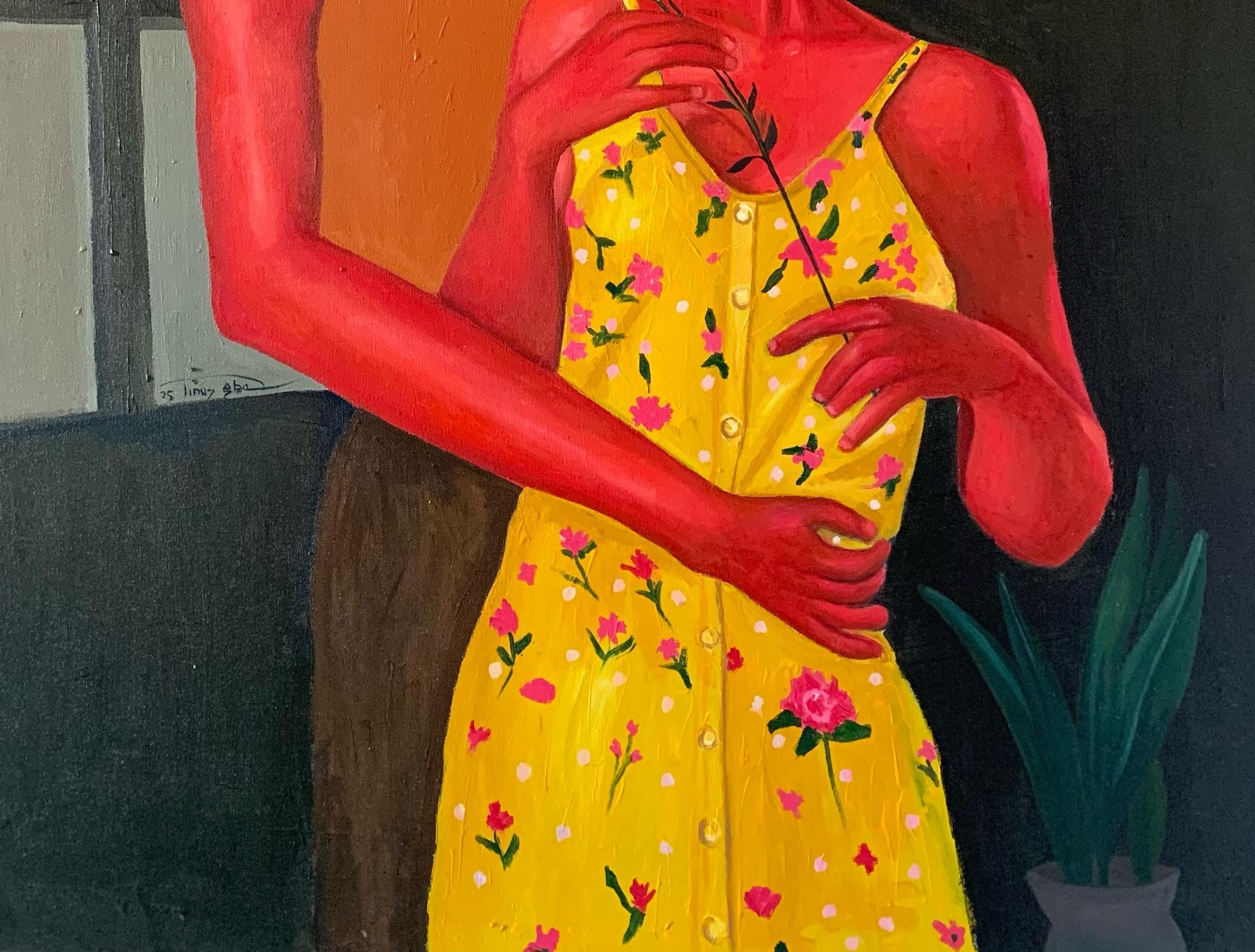 Donde el amor da forma al alma - Siglo XXI. Contemporáneo, Retrato, Pareja moderna - Figurative Painting Negro de Aba Linus