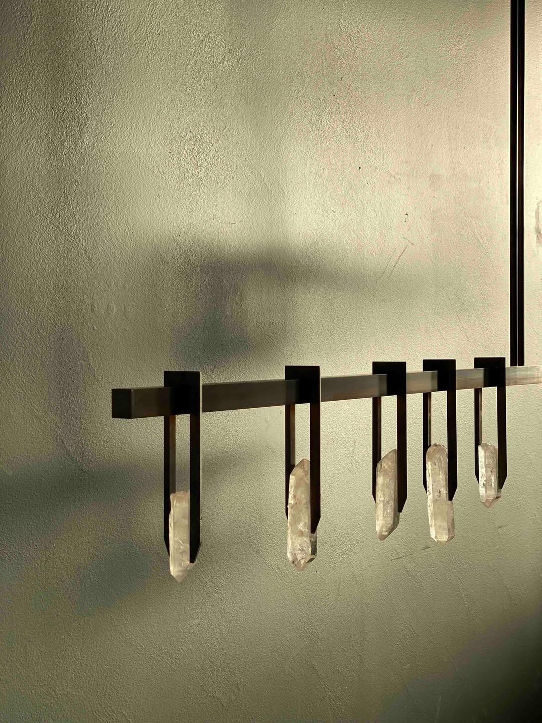 Linear Rectangular Frame with Crystal 180 Pendant Light by Christopher Boots For Sale 3