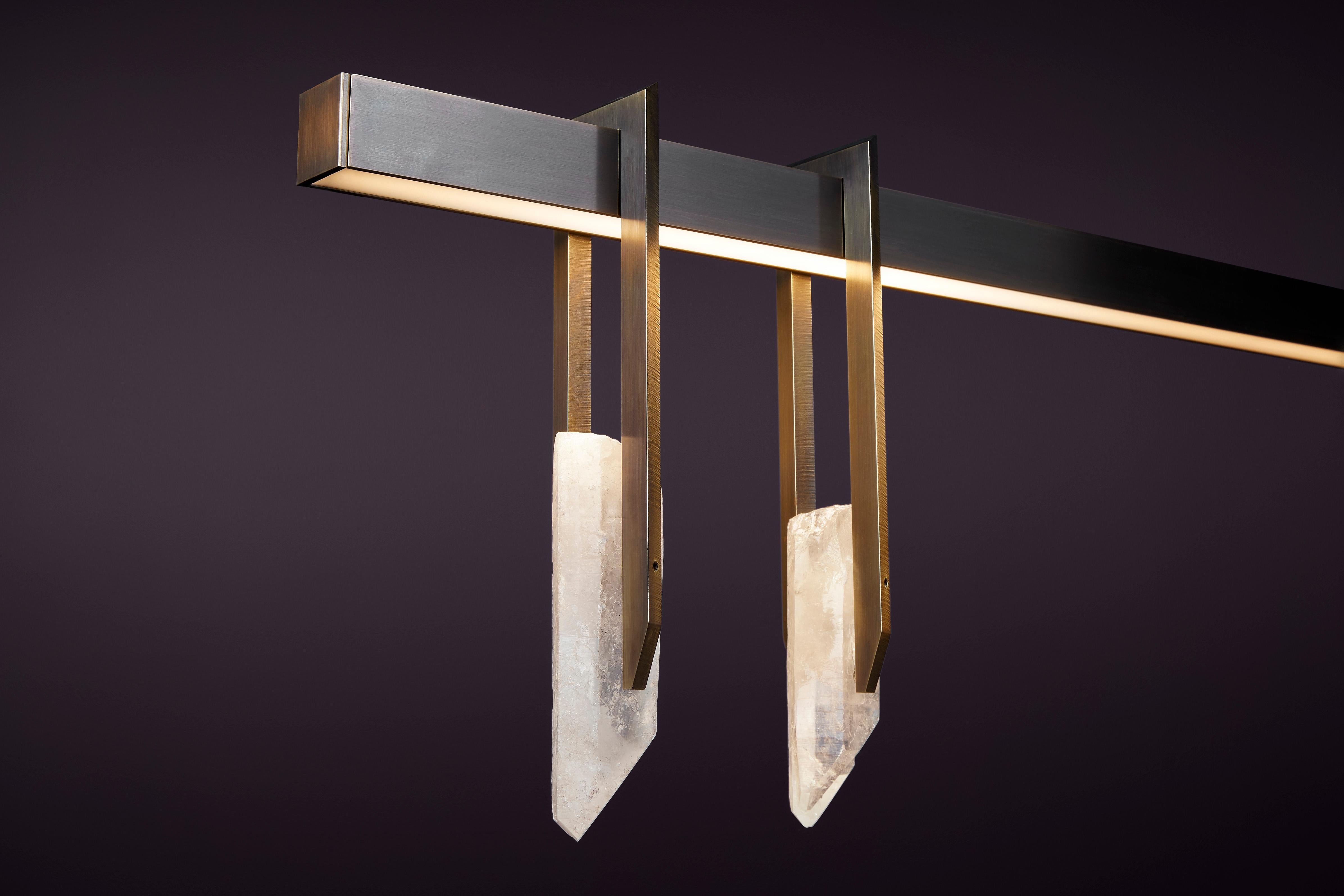 Post-Modern Linear Rectangular Frame with Crystal 180 Pendant Light by Christopher Boots For Sale