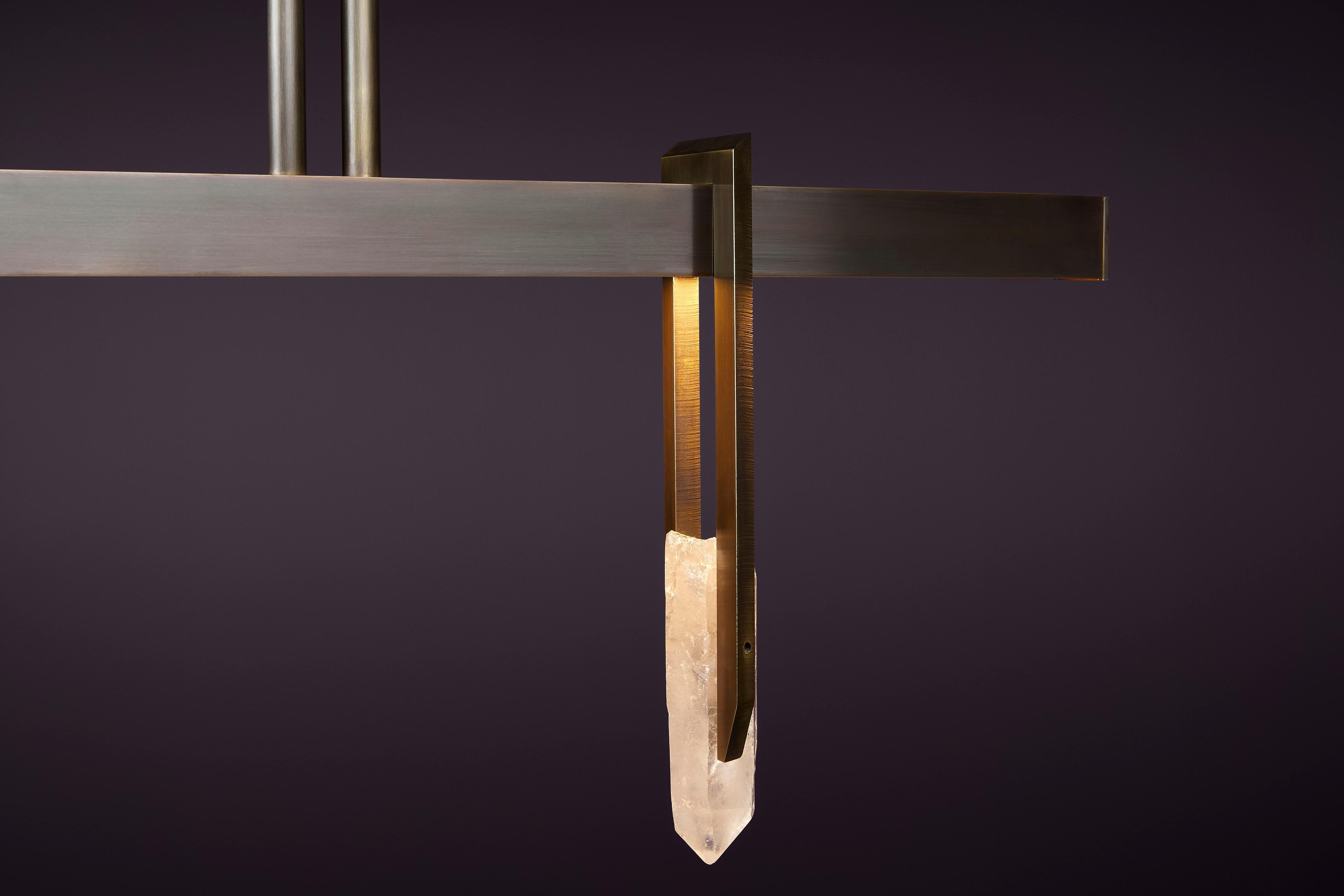 Australian Linear Rectangular Frame with Crystal 180 Pendant Light by Christopher Boots For Sale