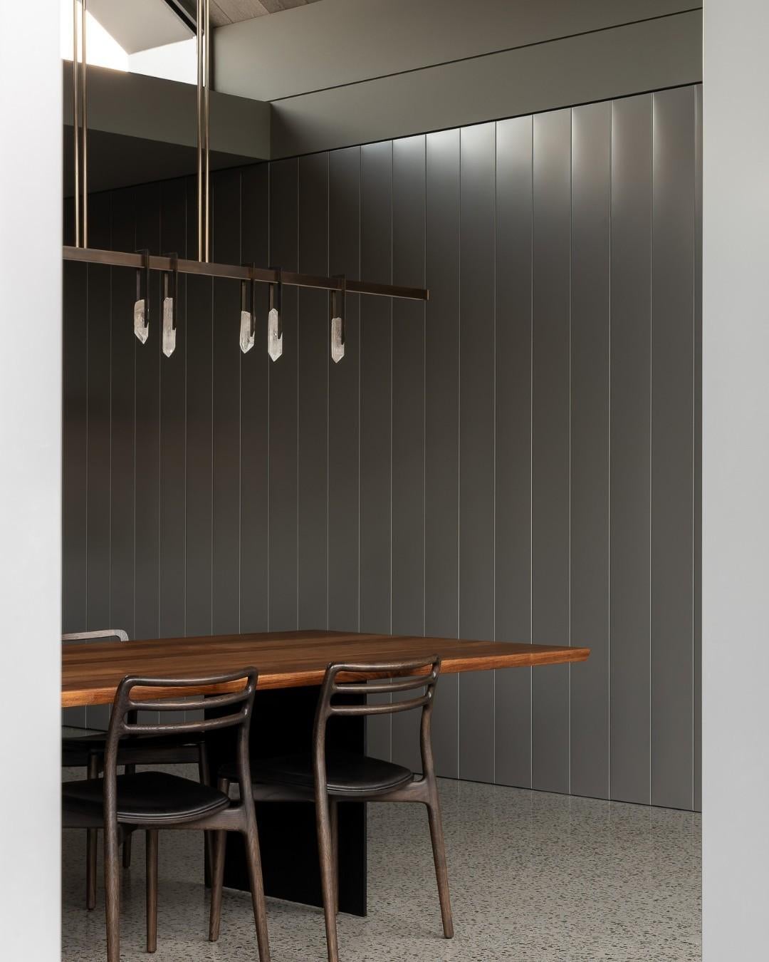 Brass Linear Rectangular Frame with Crystal 180 Pendant Light by Christopher Boots For Sale