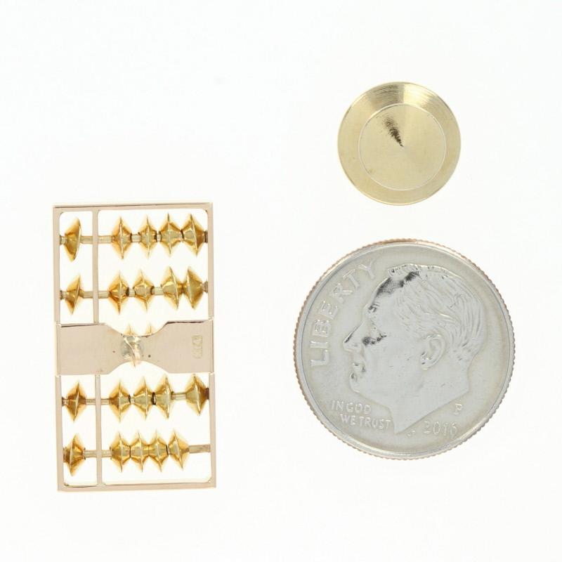 Abacus Lapel Pin & Cufflinks Set, 14k Gold Counting Frame Mathematics Men's Gift 8