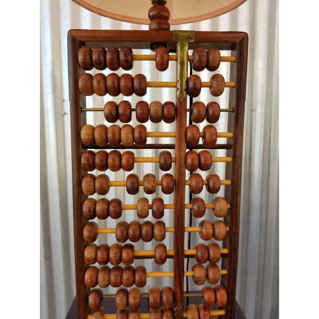 Vintage table lamp made from an antique abacus. Beautiful handcrafted hardwood base, nice workmanship throughout. Makes a nice conversation piece and if you misplace your calculator you have this as a fallback. Abacus alone measures 7.25