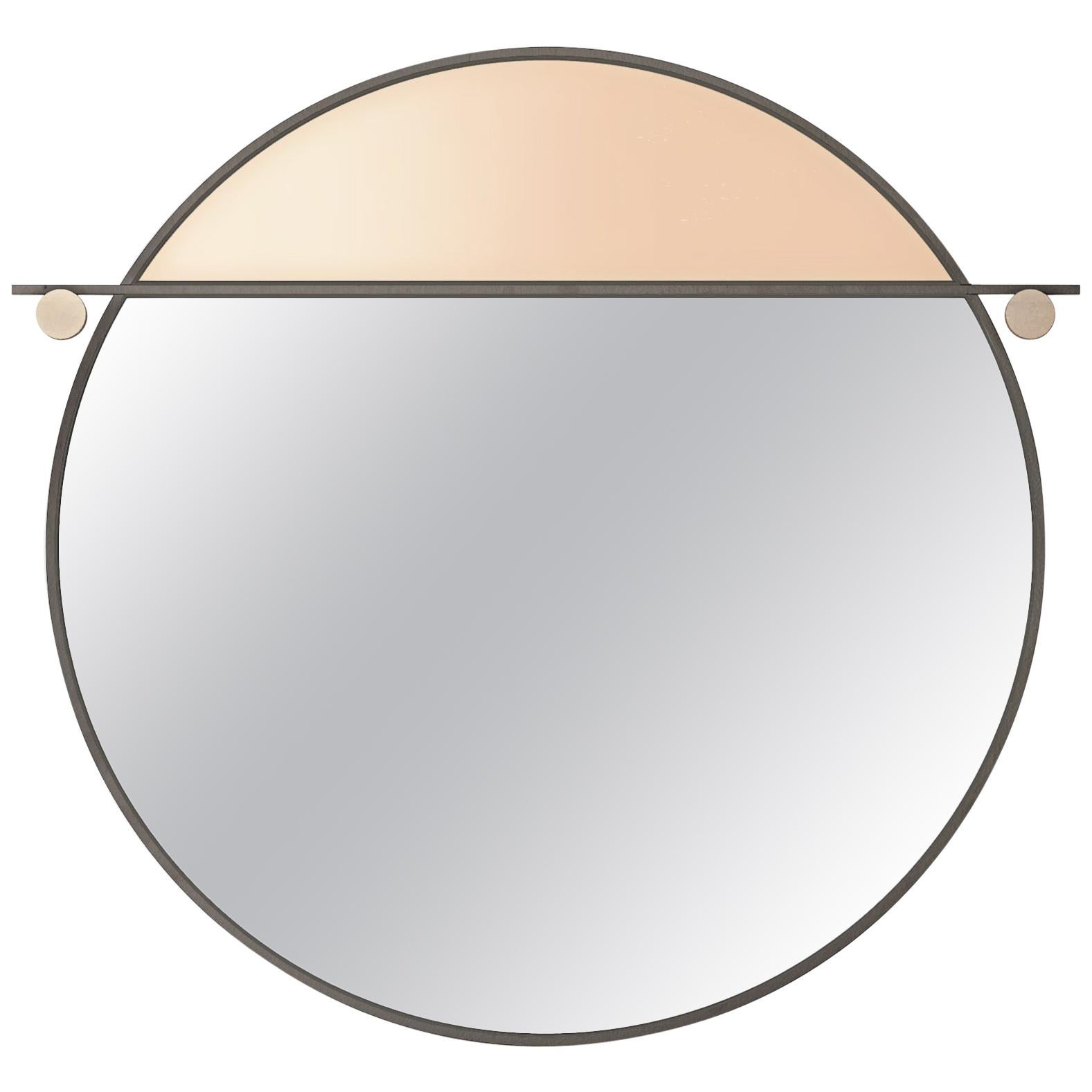 Abal Small Round Mirror with Neutral Pink Glass by Matter Made For Sale