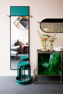 Abal Tall Mirror with Teal Glass by Matter Made