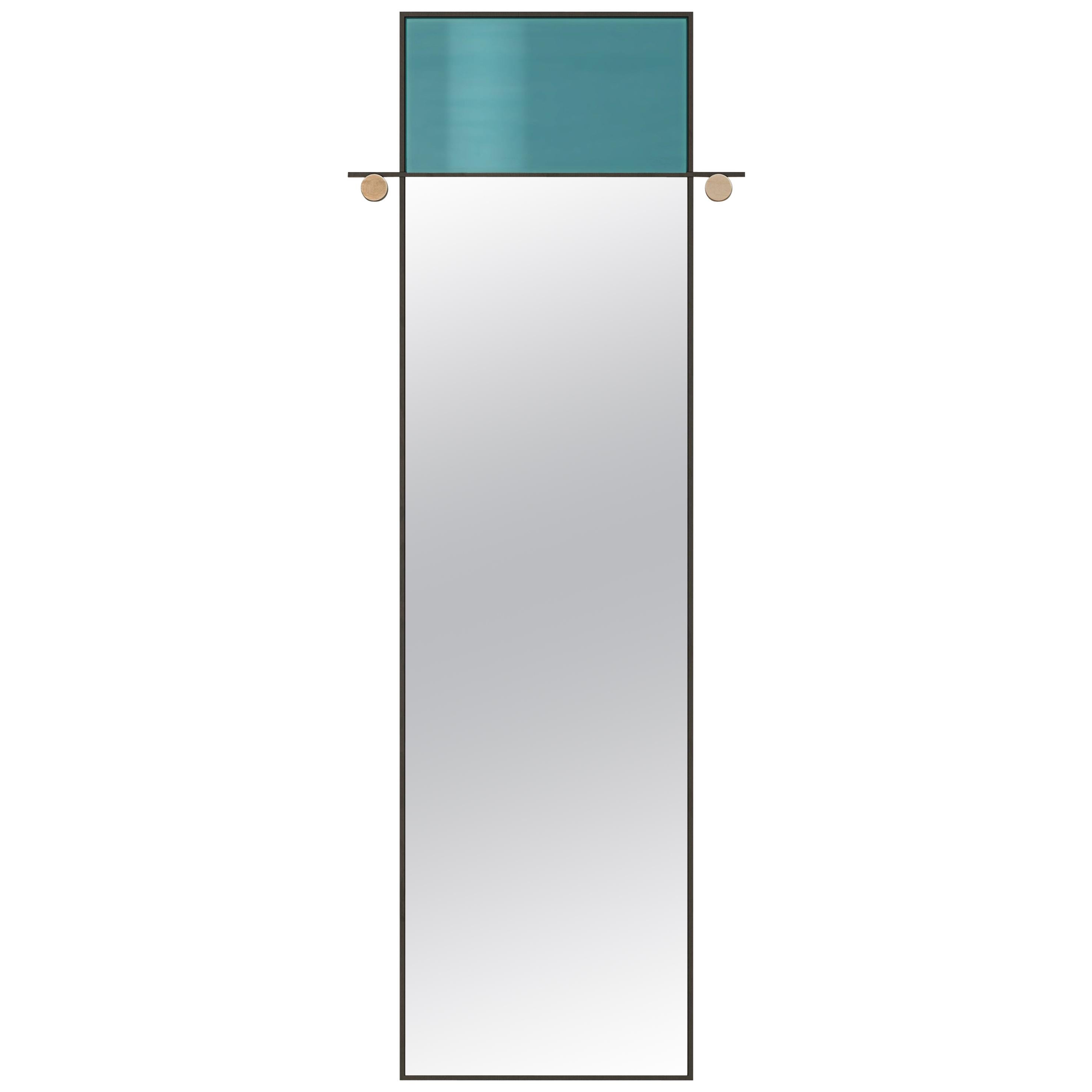 Abal Tall Mirror with Teal Glass by Matter Made For Sale