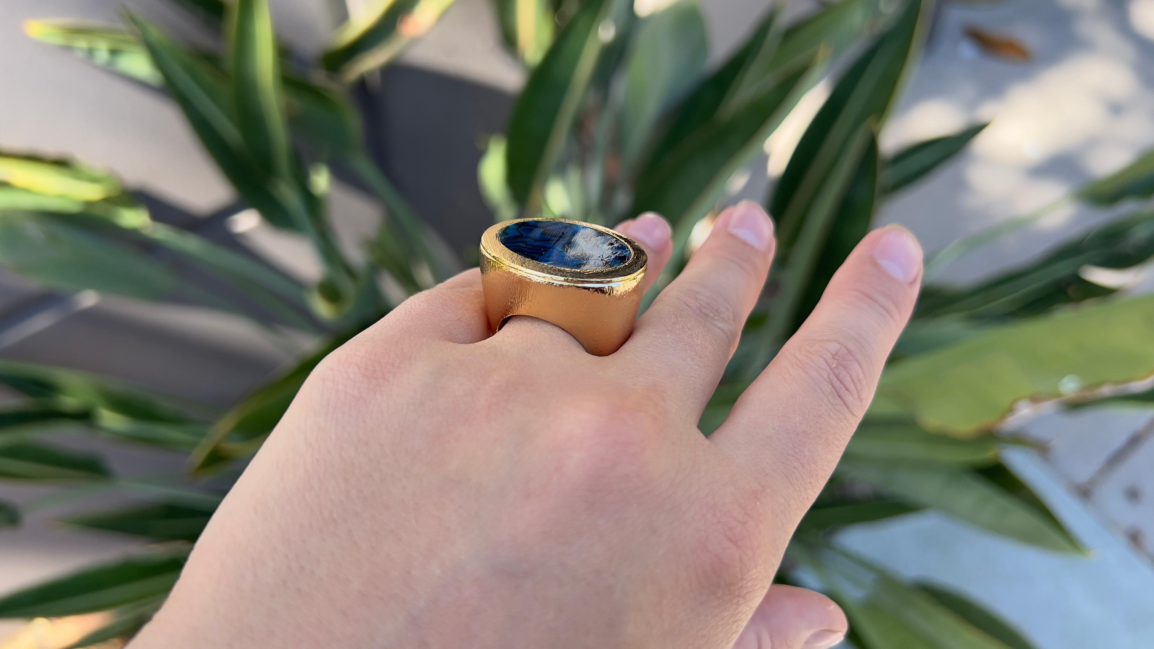 Abalone 18K Gold Plated Ring Italian Made In New Condition For Sale In Carlsbad, CA