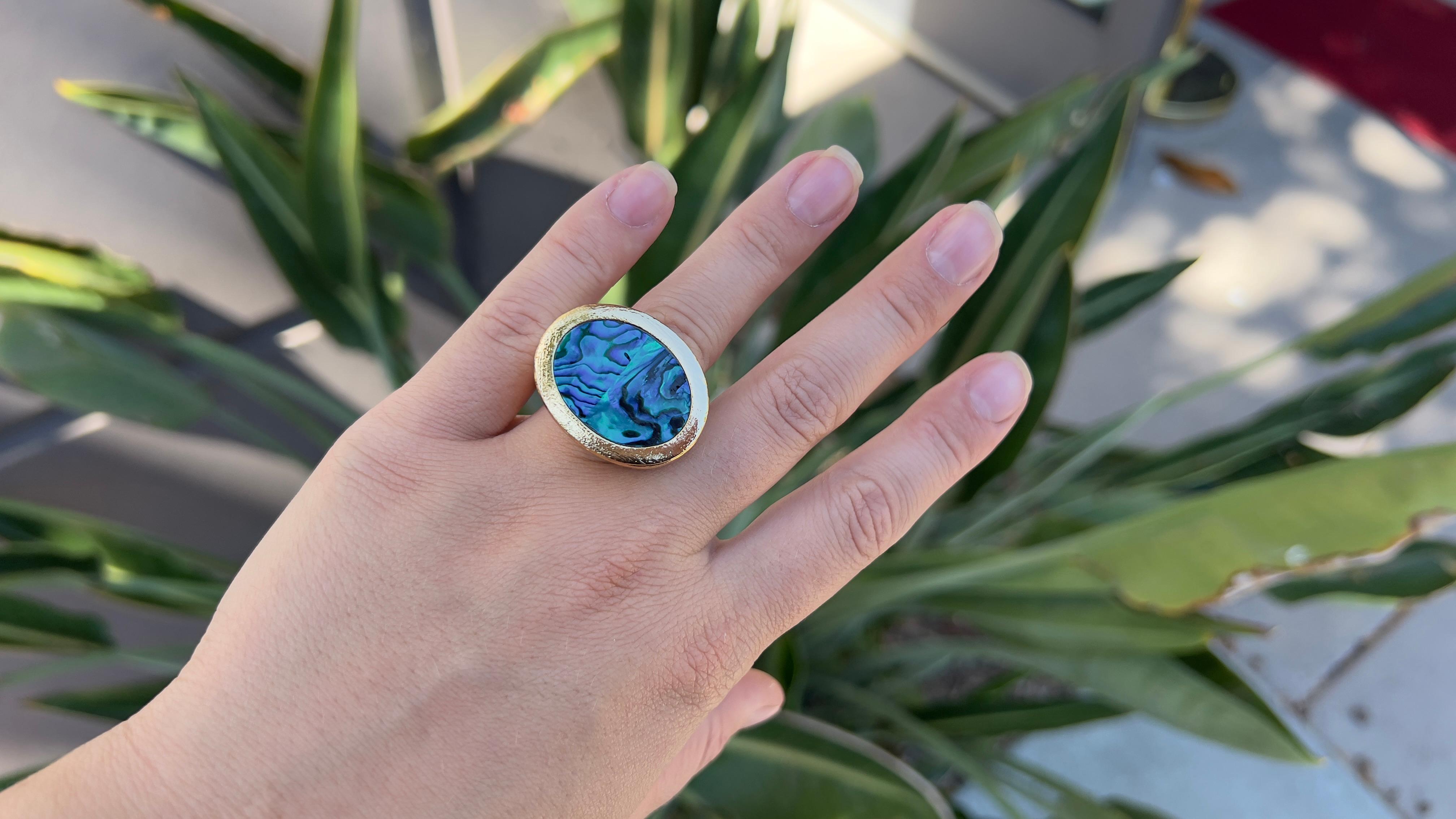 Abalone 18K Gold Plated Ring Italian Made For Sale 1