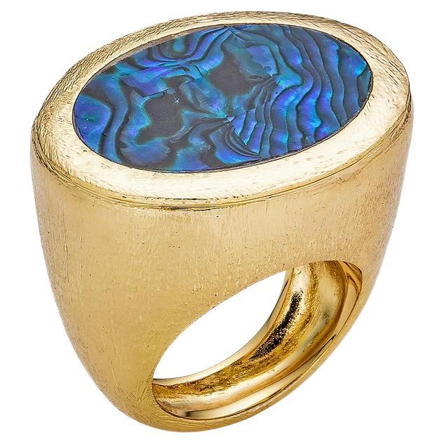 Abalone 18K Gold Plated Ring Italian Made