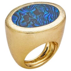 Abalone 18K Gold Plated Ring Italian Made