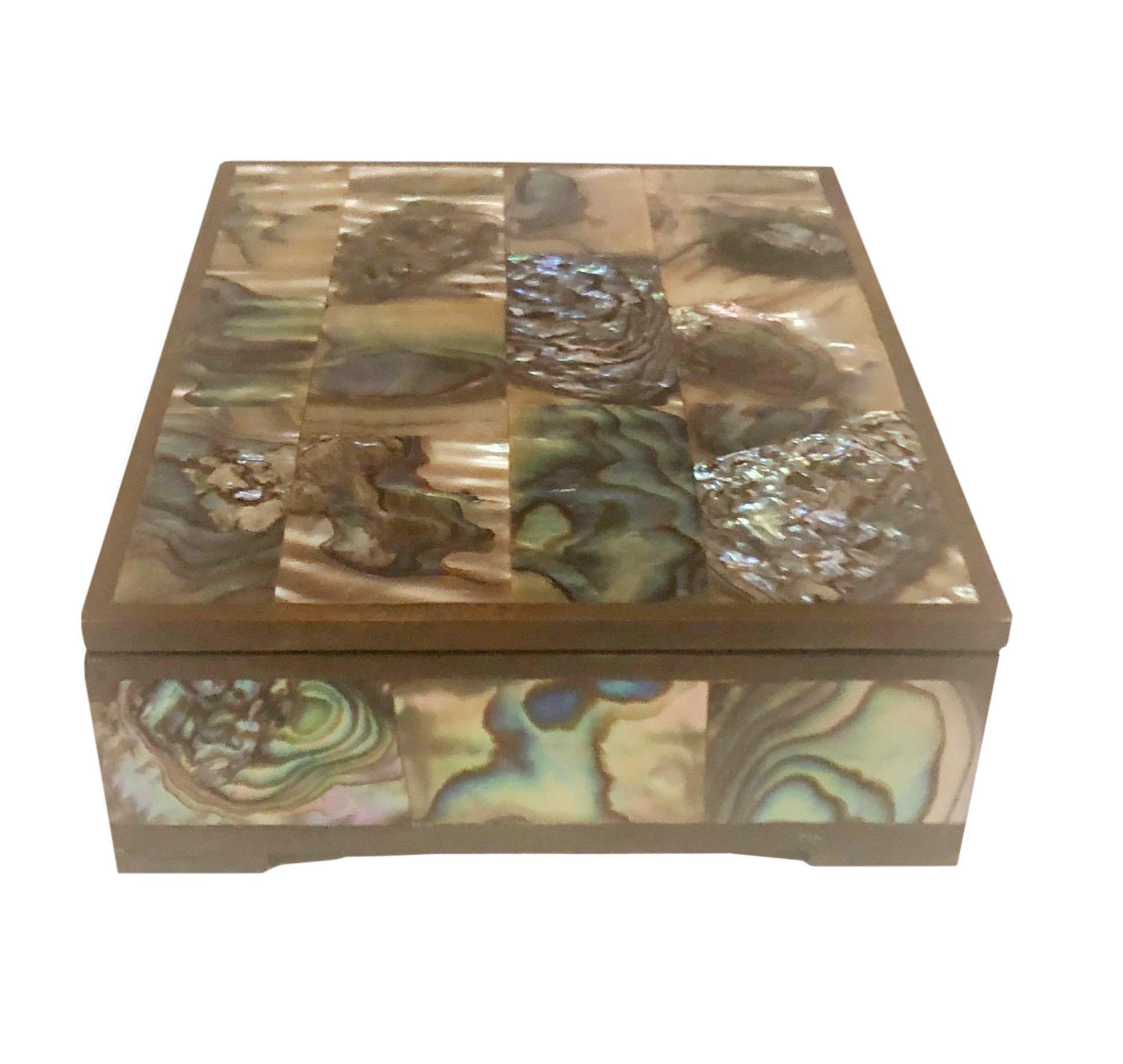 Mexican Abalone and Bronze Box For Sale