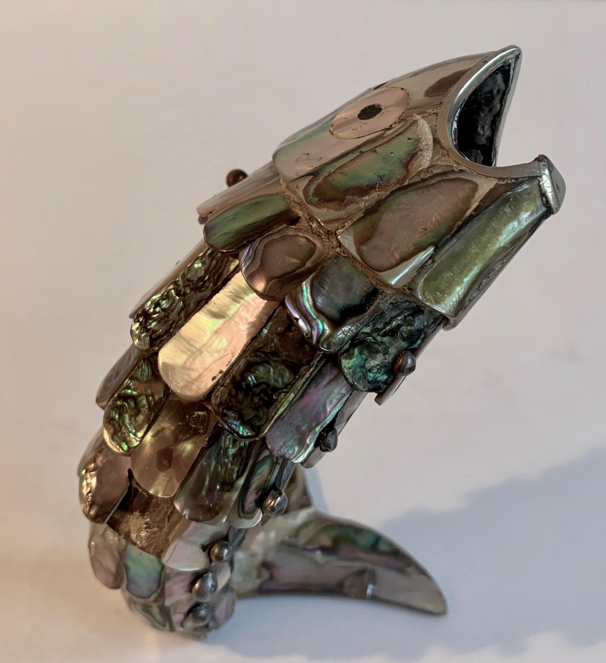 20th Century Abalone and Silver Fish Bottle Opener