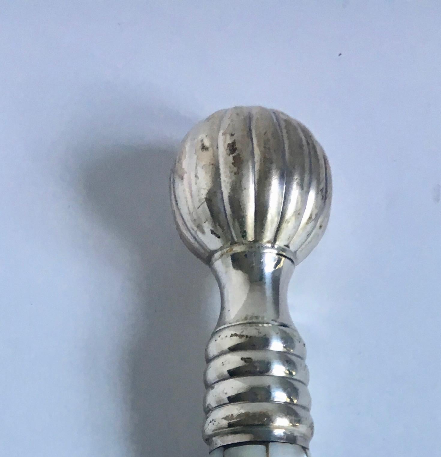 Abalone and Silver Plate Bottle Opener In Good Condition For Sale In Los Angeles, CA