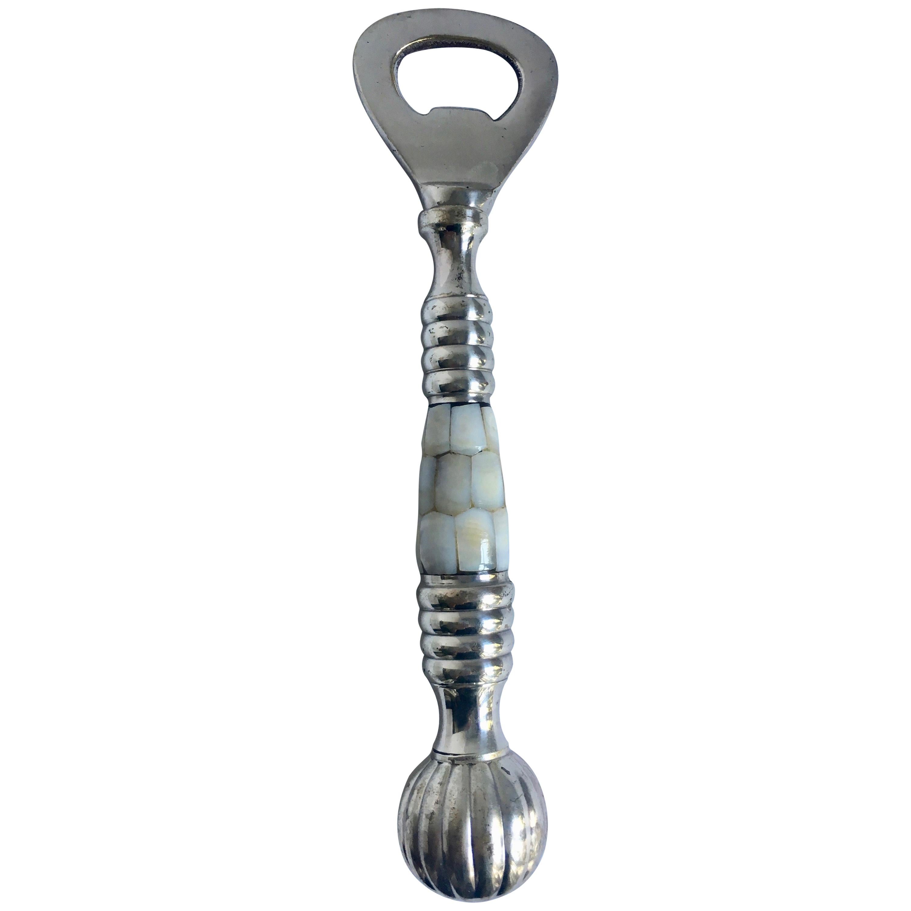 Abalone and Silver Plate Bottle Opener