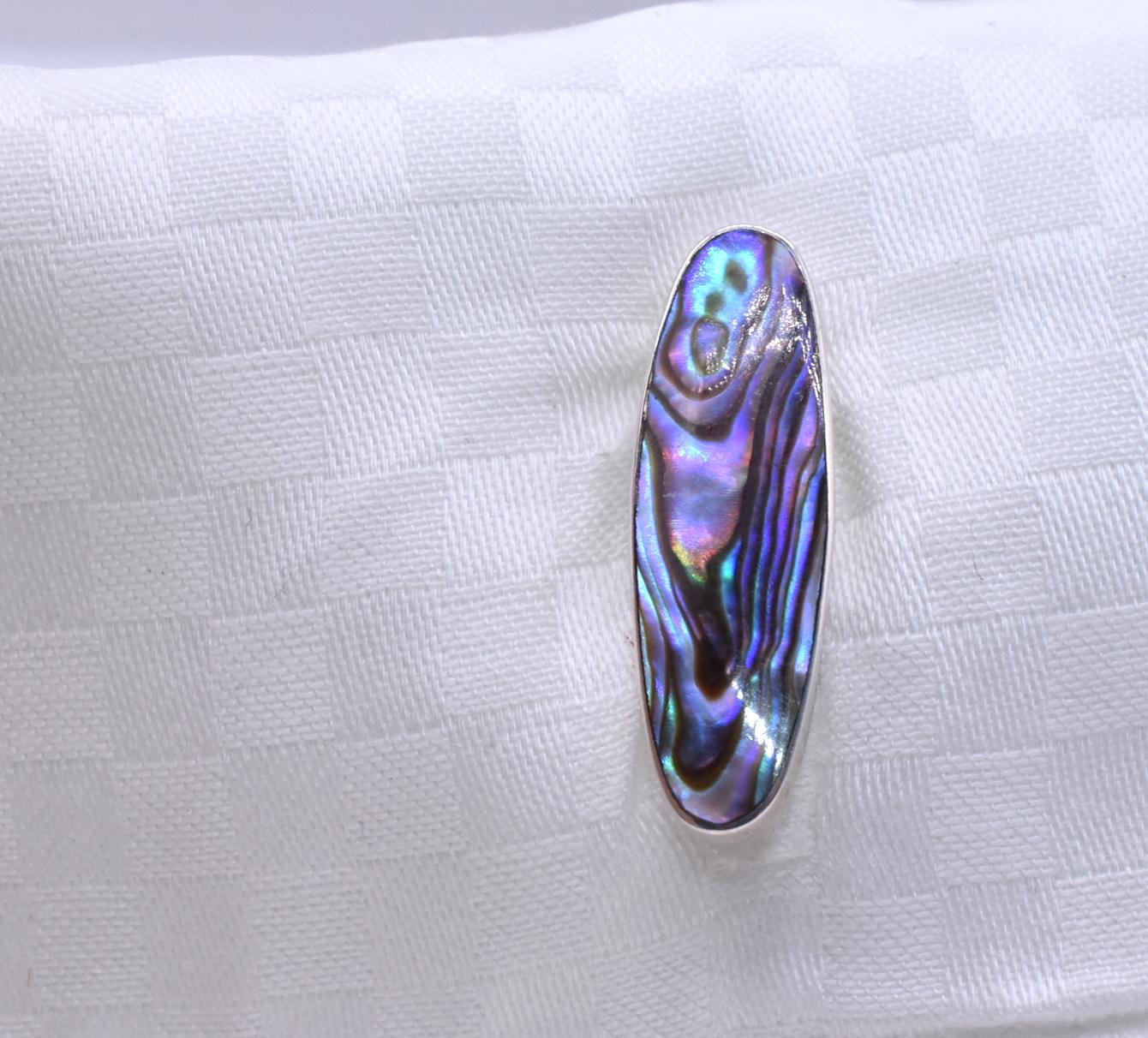 Aesthetic Movement Abalone and Sterling Cufflinks
