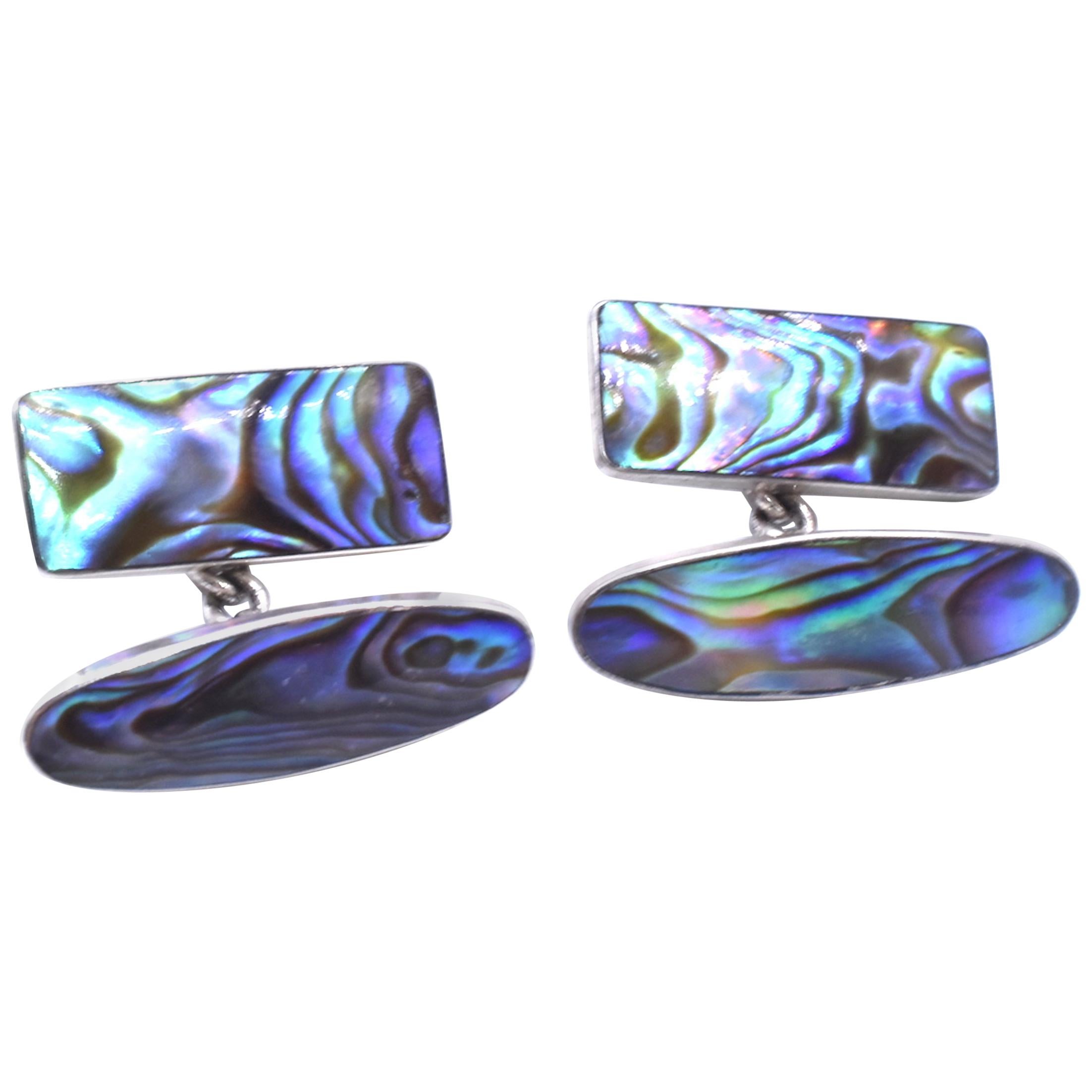 Abalone and Sterling Cufflinks