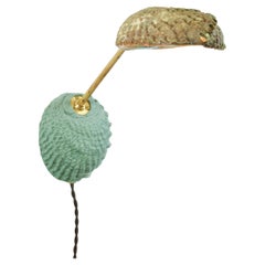 Applique murale articulée en abalone et bambou avec abat-jour en coquillage naturel [Corde]