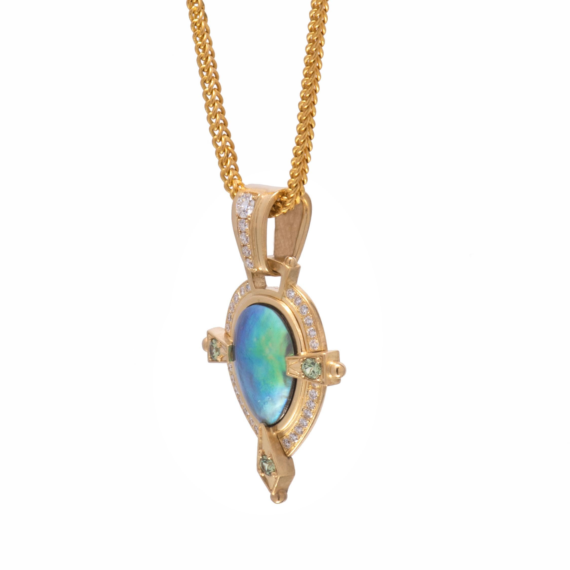 Abalone Blister Pearl Andromeda Pendant with Diamonds In New Condition For Sale In Santa Fe, NM