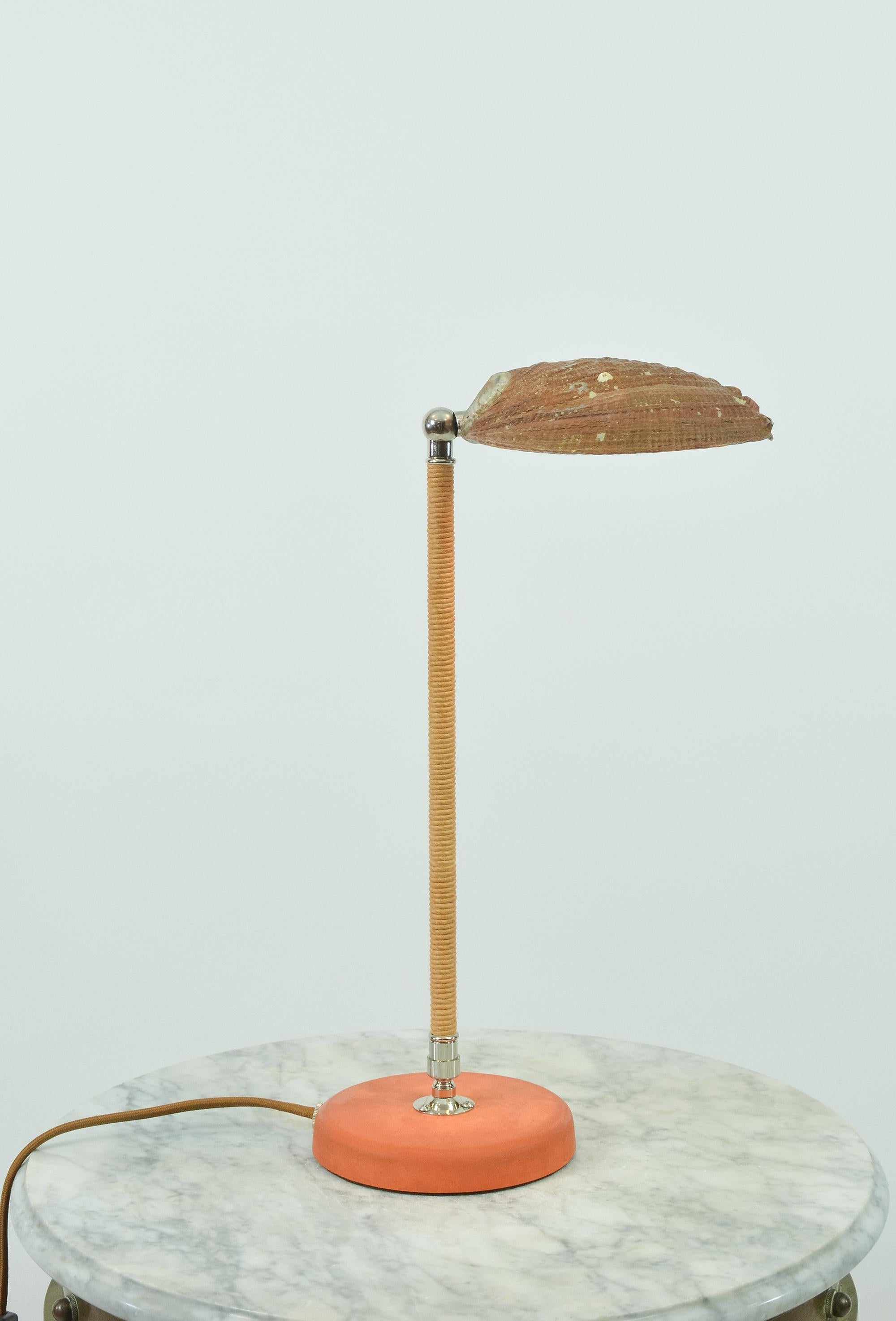 American Abalone Desk Lamp in Chrome with Natural Seashell Shade [In Stock] For Sale