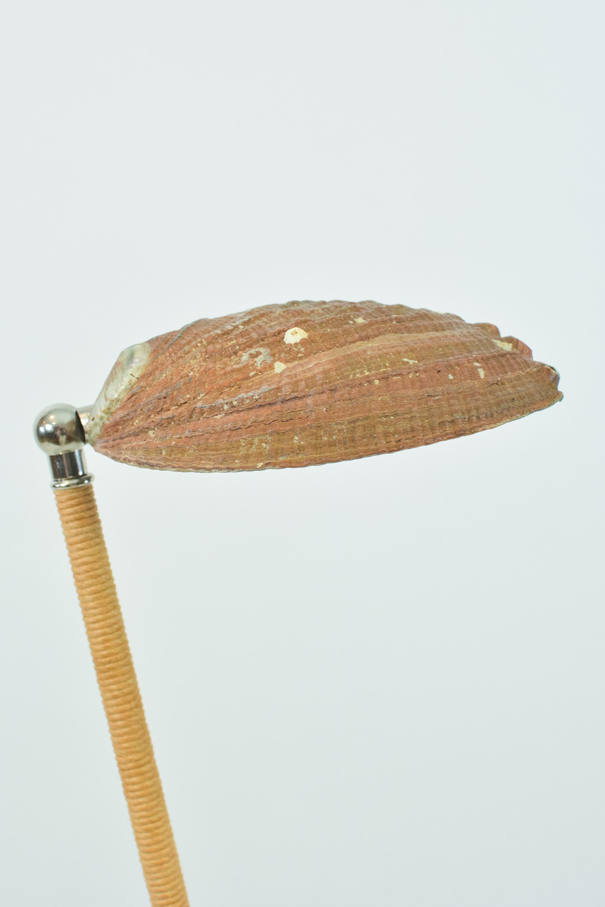 Abalone Desk Lamp in Chrome with Natural Seashell Shade [In Stock] In New Condition For Sale In Brooklyn, NY