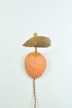 Abalone & Fluted Brass Wall Sconce with Natural Seashell Shade [Corded]