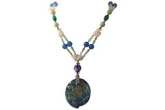 Abalone Gemstone and Art Glass Necklace