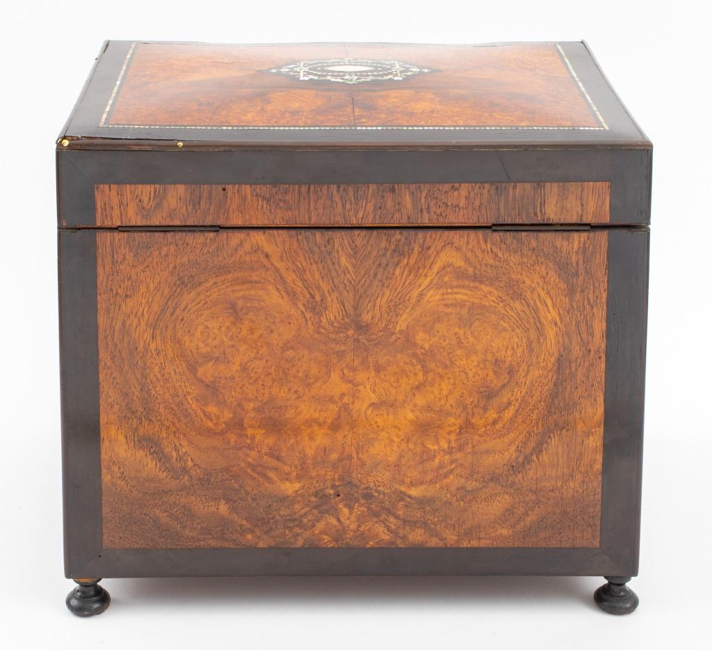 Abalone Inlaid Burlwood Tantalus Chest, 19th Century In Good Condition For Sale In New York, NY