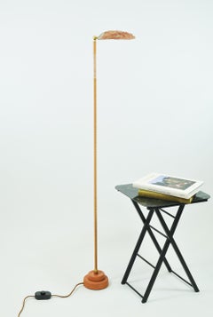 Abalone Library Lamp in Wrapped Papercord and Leather with Seashell Shade