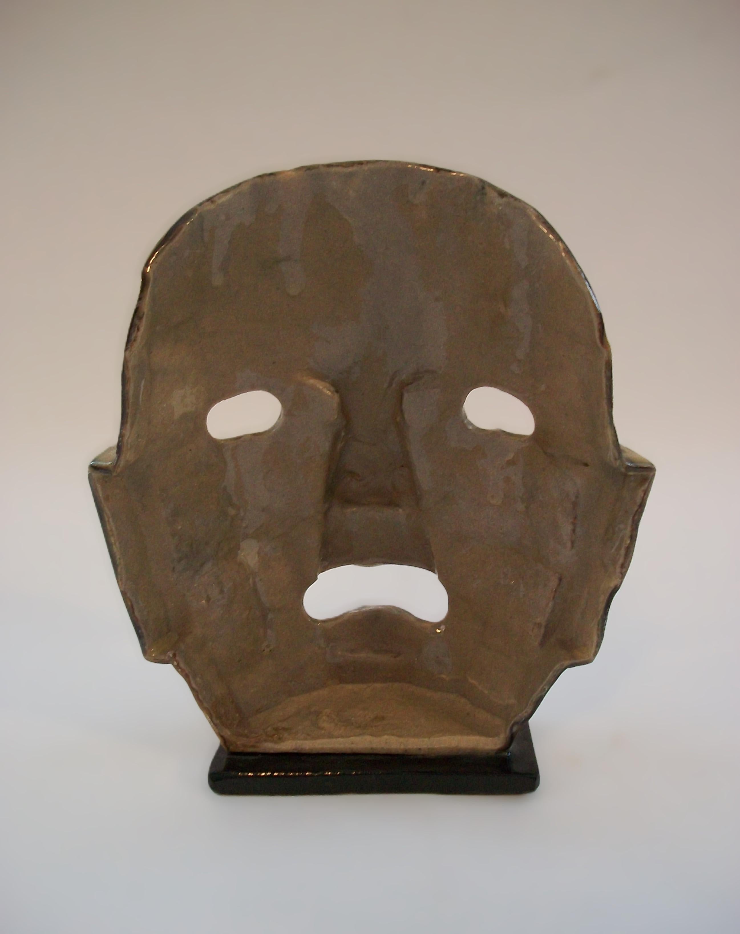 Hand-Crafted Mayan Style Mask Sculpture - Unsigned - Mexico - Late 20th Century For Sale