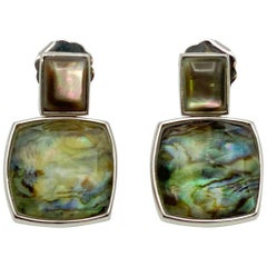 Vintage Abalone Mother of pearl Earrings 