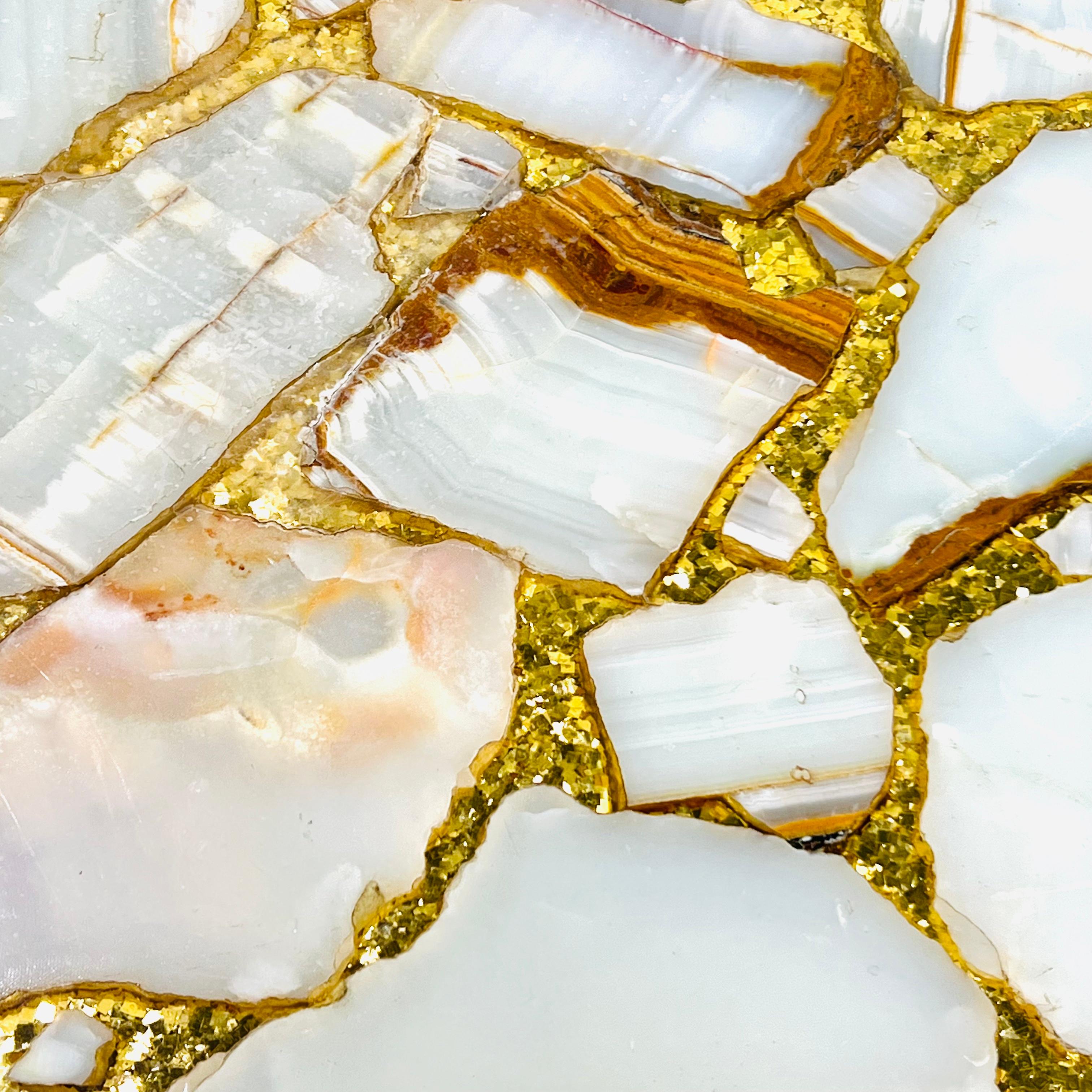 Abalone-, Onyx- und Blattgold-Cocktailtisch von Arturo Pani im Angebot 4