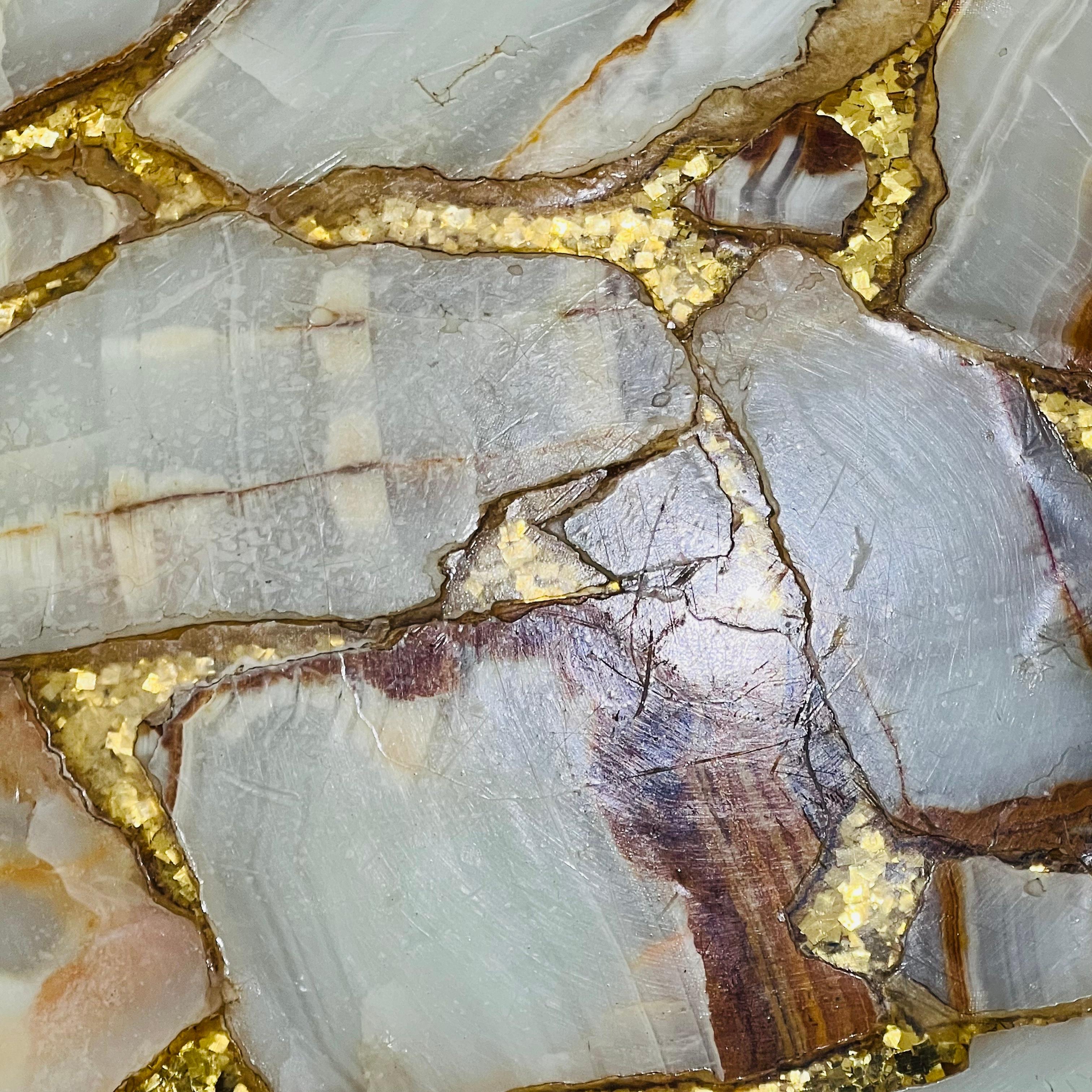 Abalone-, Onyx- und Blattgold-Cocktailtisch von Arturo Pani im Angebot 7