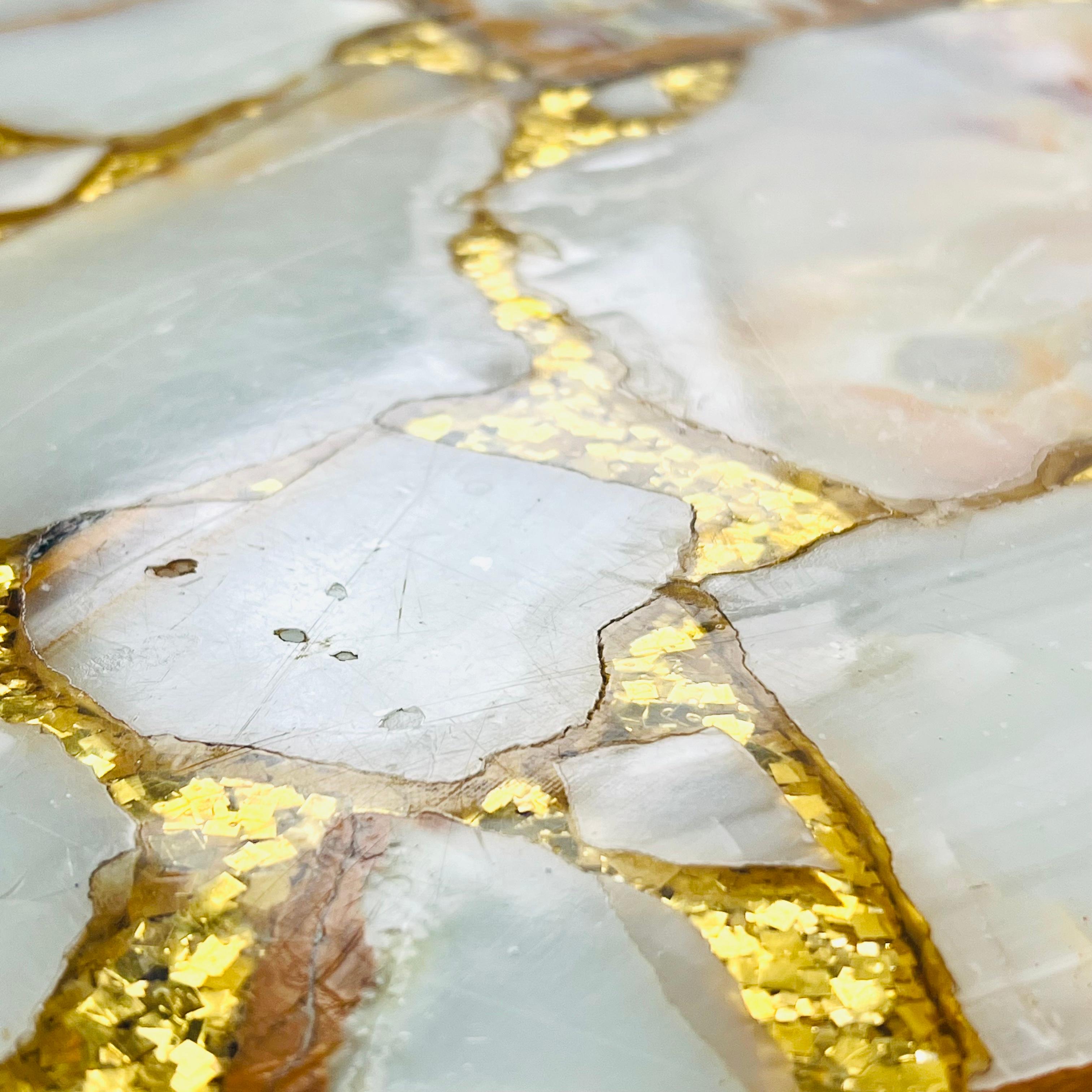 Abalone-, Onyx- und Blattgold-Cocktailtisch von Arturo Pani im Angebot 8